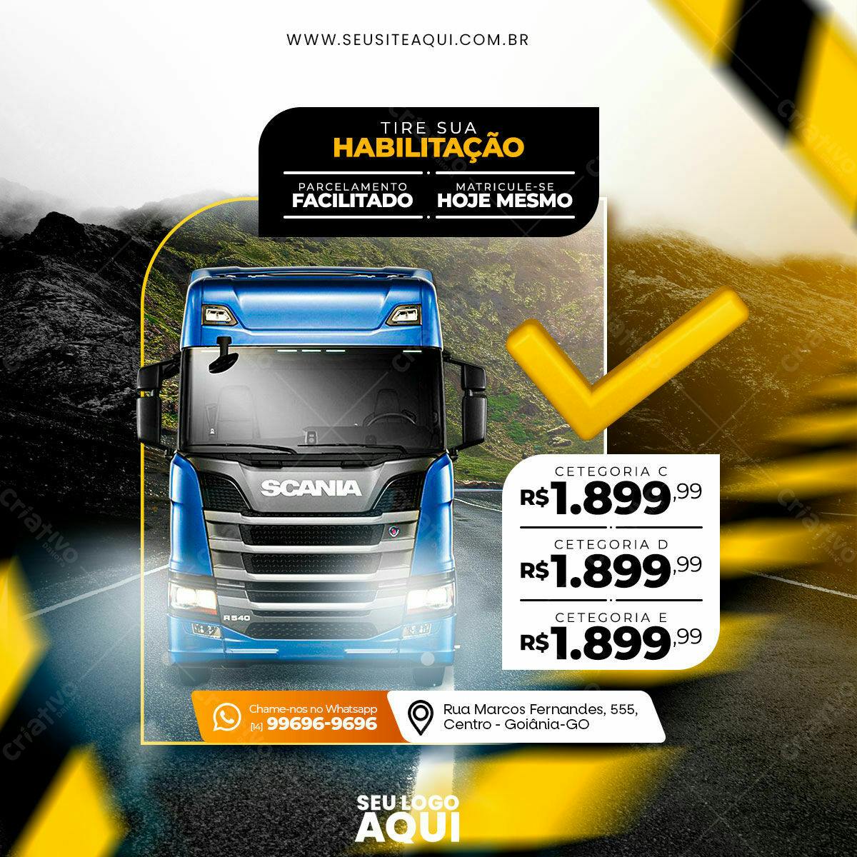 Flyer Habilitação Caminhão Scania PSD Editável