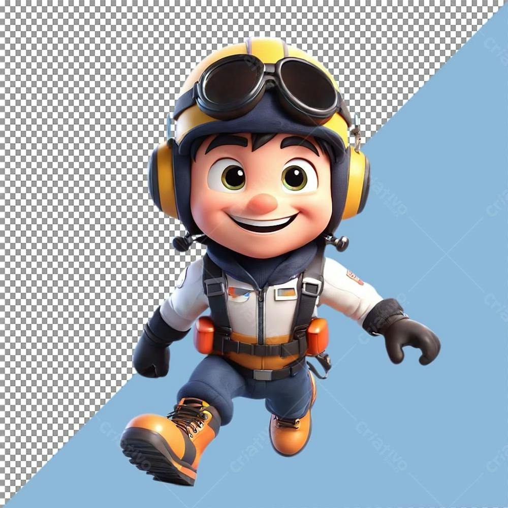 Piloto Personagem 3D Animação Disney infantil