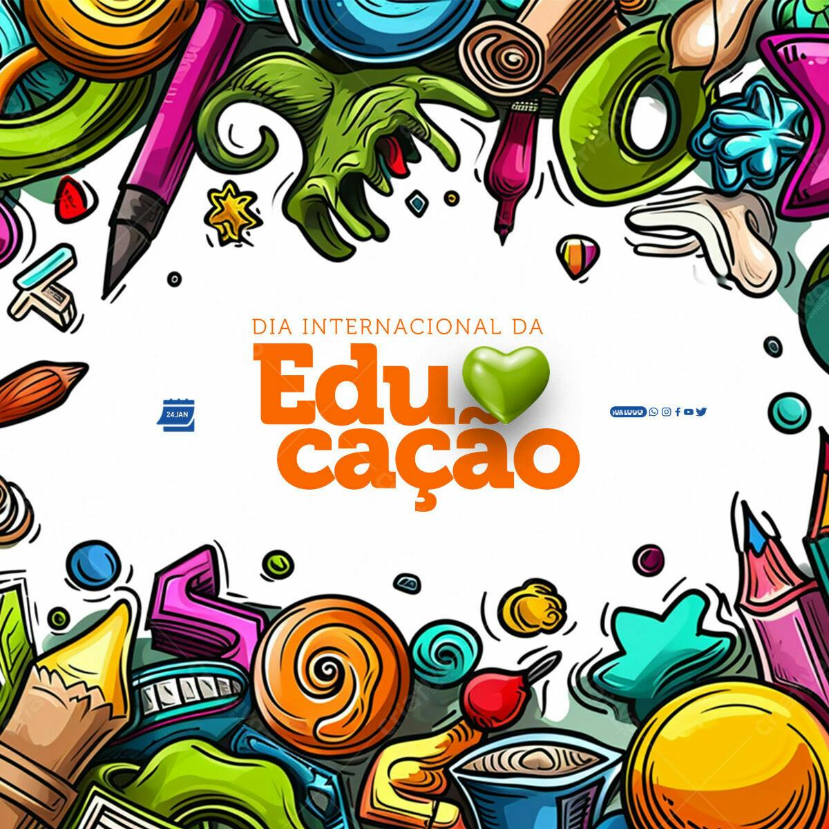 Flyer Dia Internacional da Educação PSD Editável