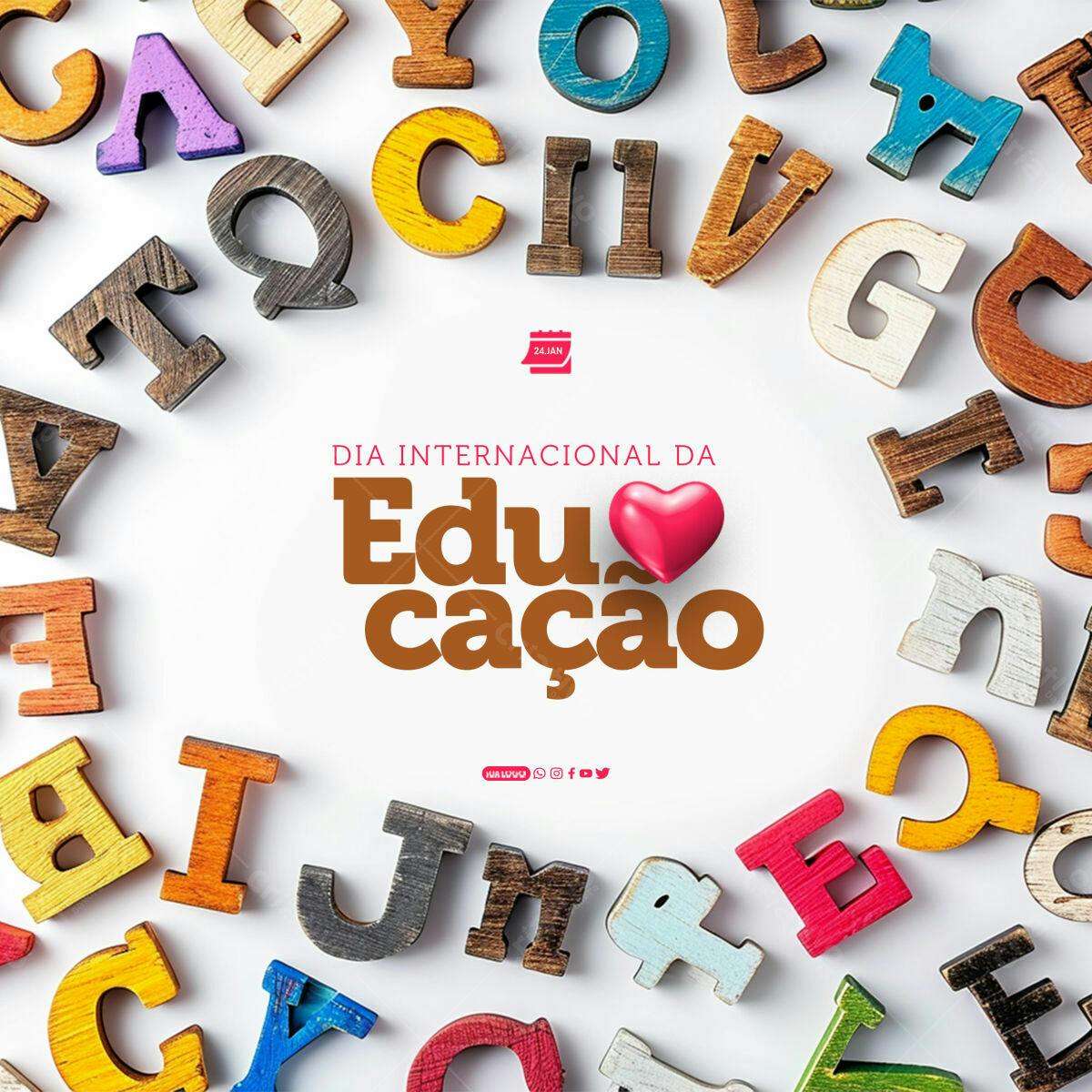 Post para o Dia Internacional da Educação PSD Editável