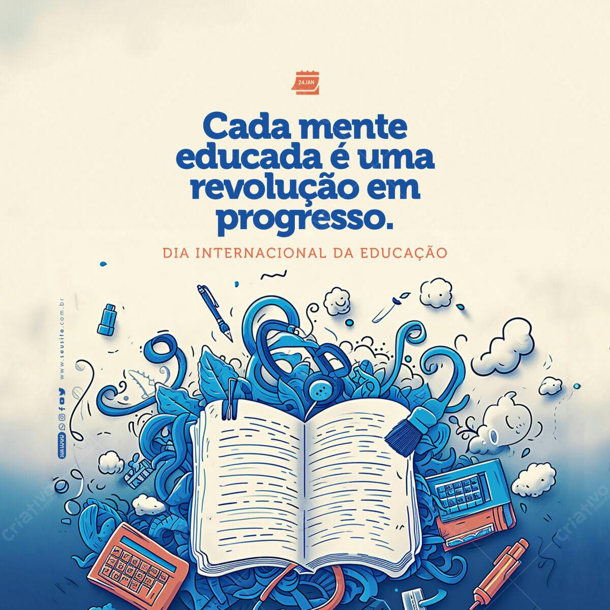 Poster Dia Internacional da Educação PSD Editável