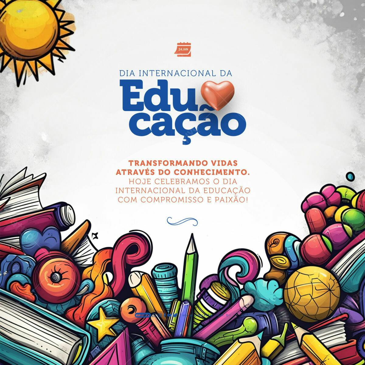 Post para Dia Internacional da Educação PSD Editável