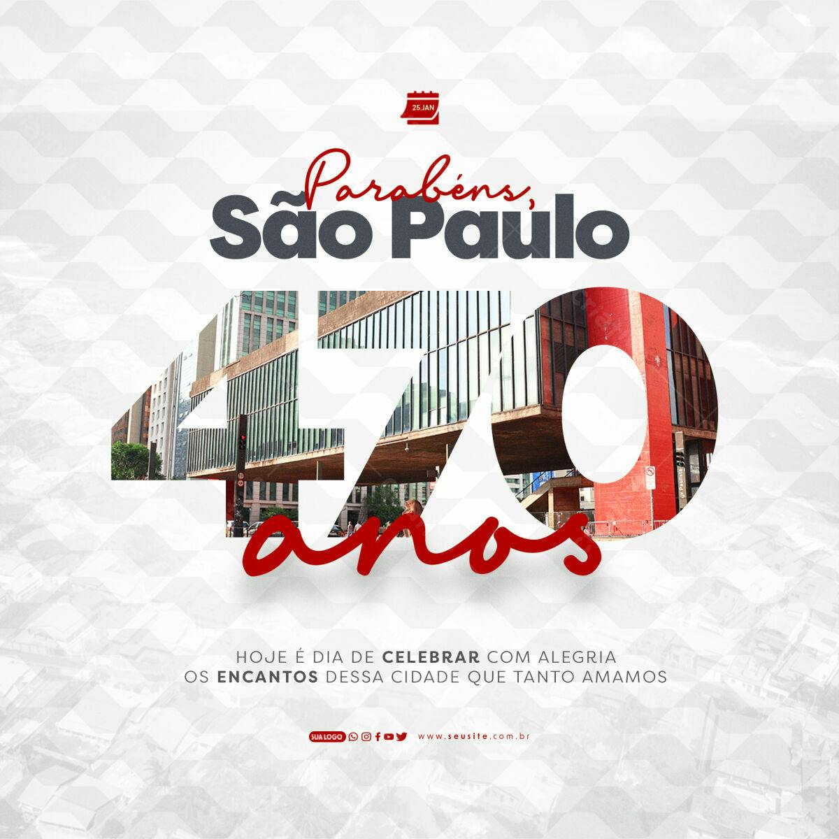 Flyer Aniversário 470 Anos São Paulo PSD Editável