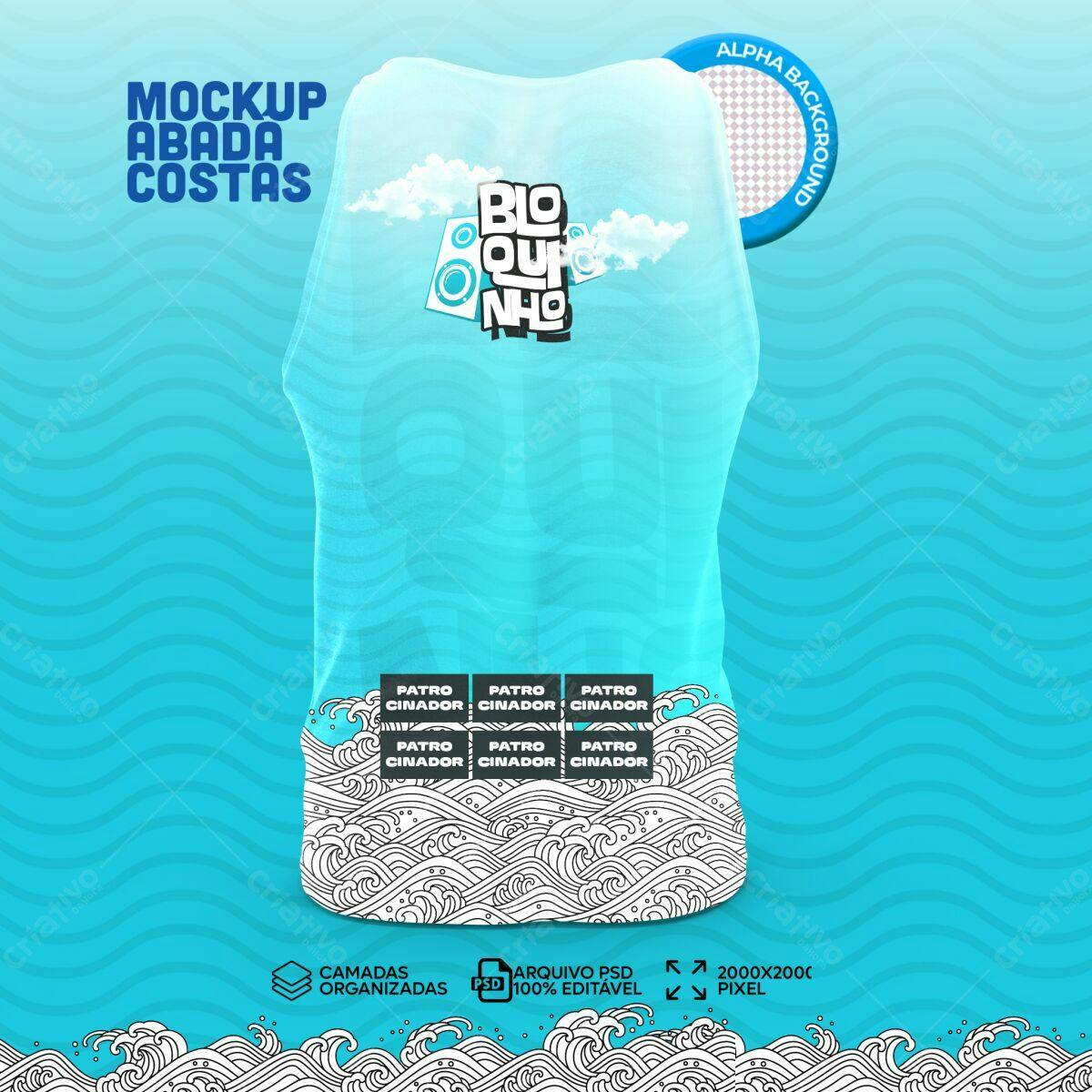 Mockup Abada Costas: Design Moderno com Ondas e Azul Claro