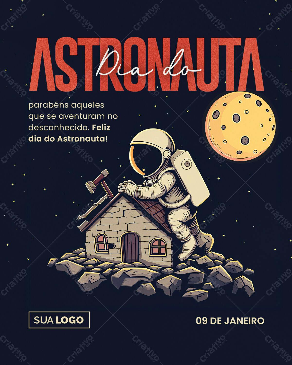 Flyer Dia do Astronauta PSD Editável