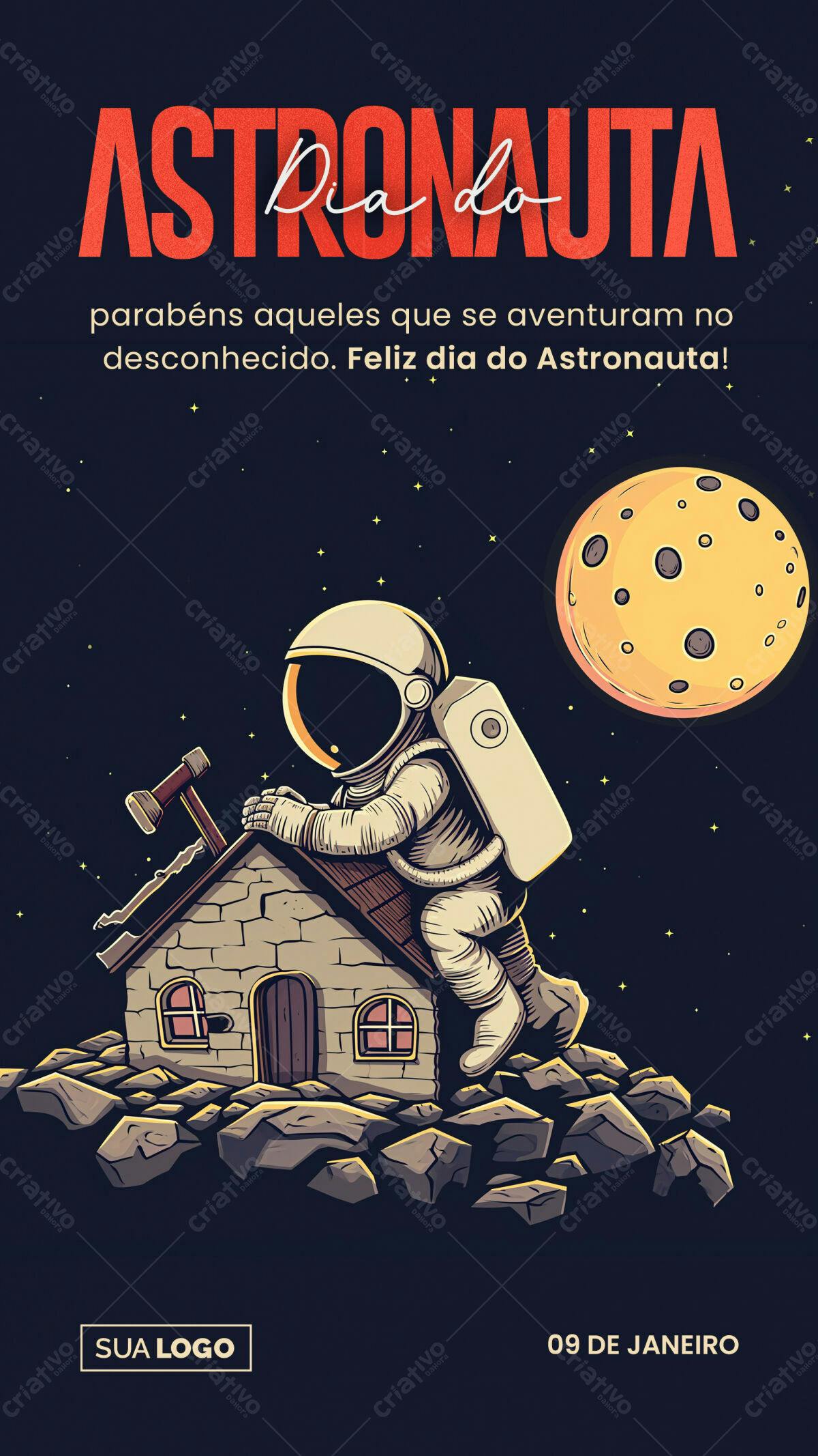 Flyer Dia do Astronauta PSD Editável