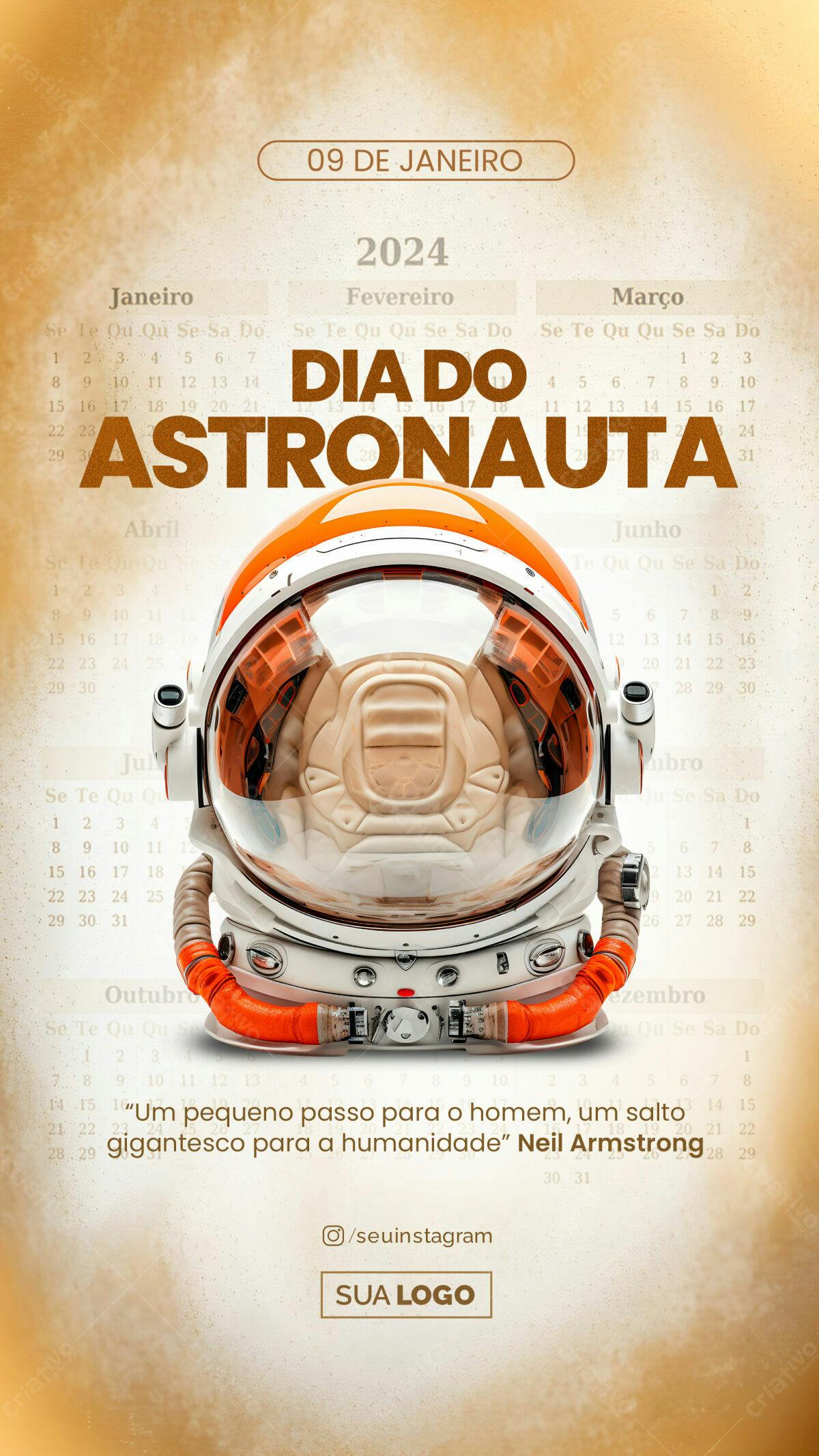 Flyer Dia do Astronauta PSD Editável