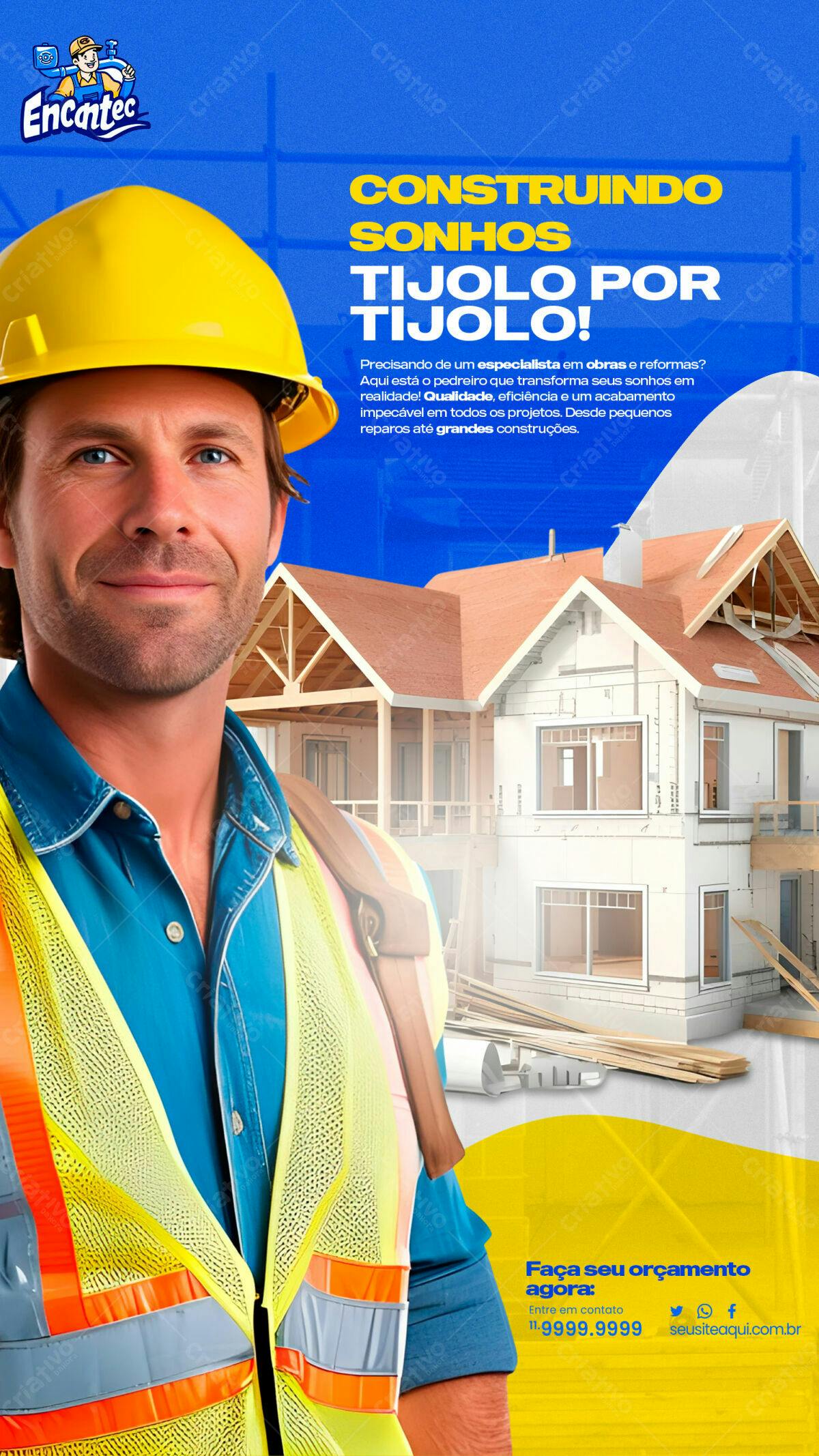 Flyer para Construção Civil PSD Editável