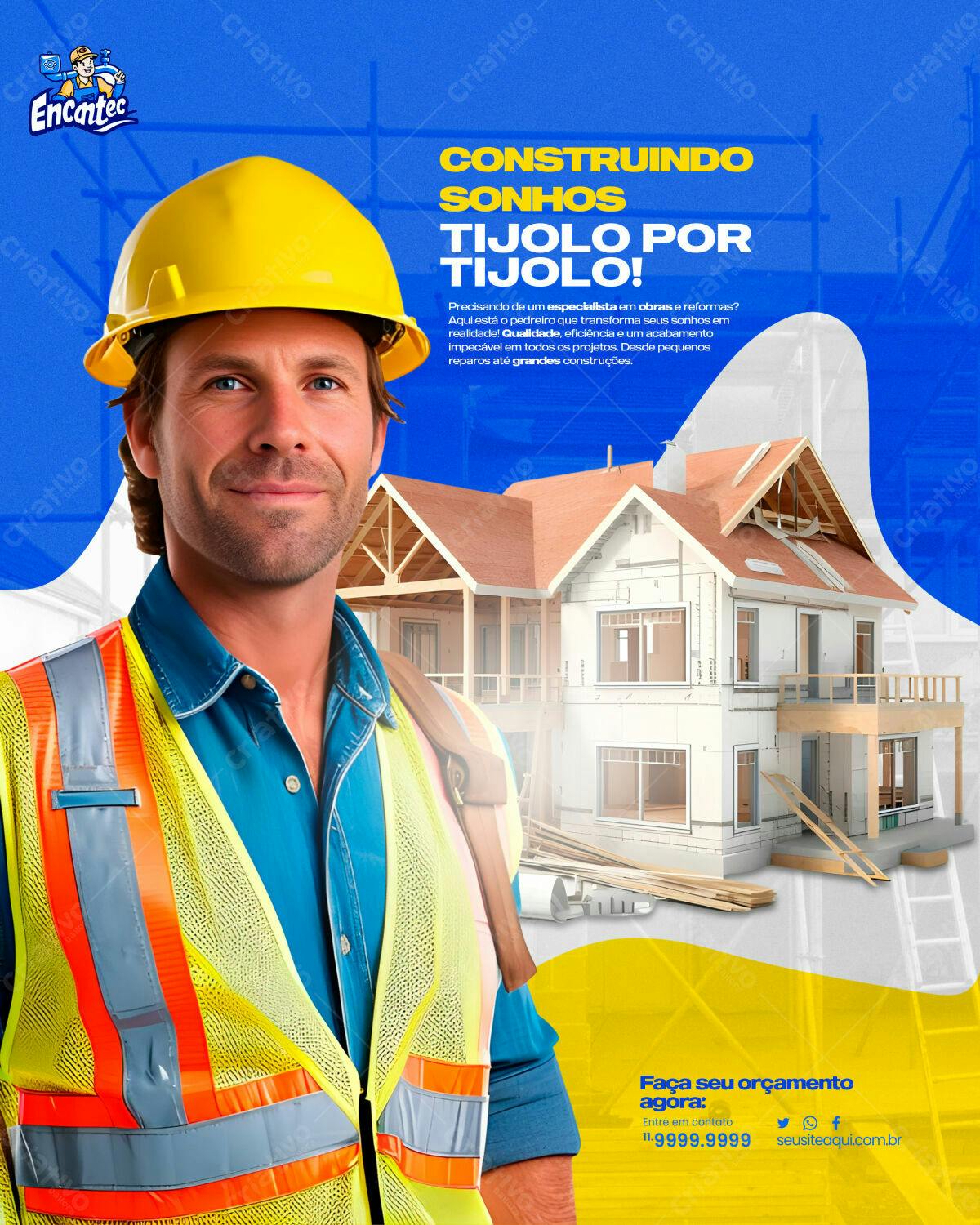 Flyer para Construção Civil PSD Editável