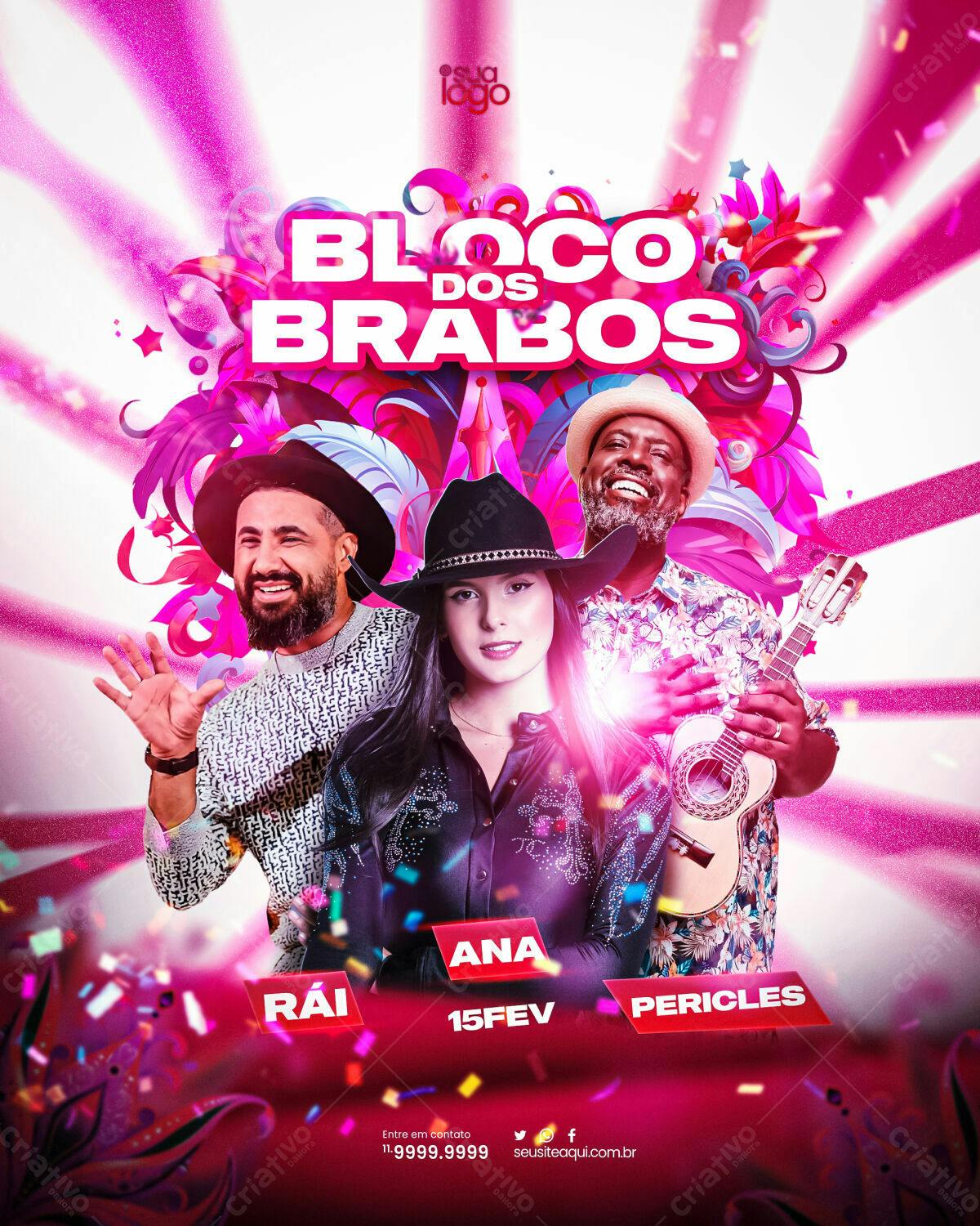 Flyer Bloco de Carnaval PSD Editável