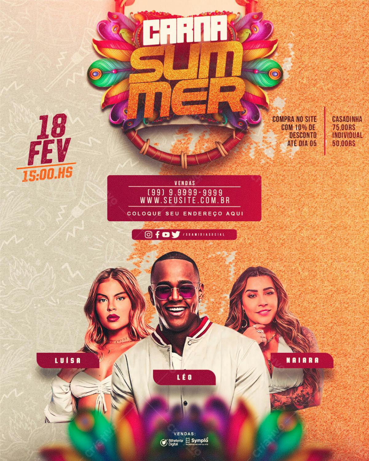 Flyer Carnaval Summer PSD Editável