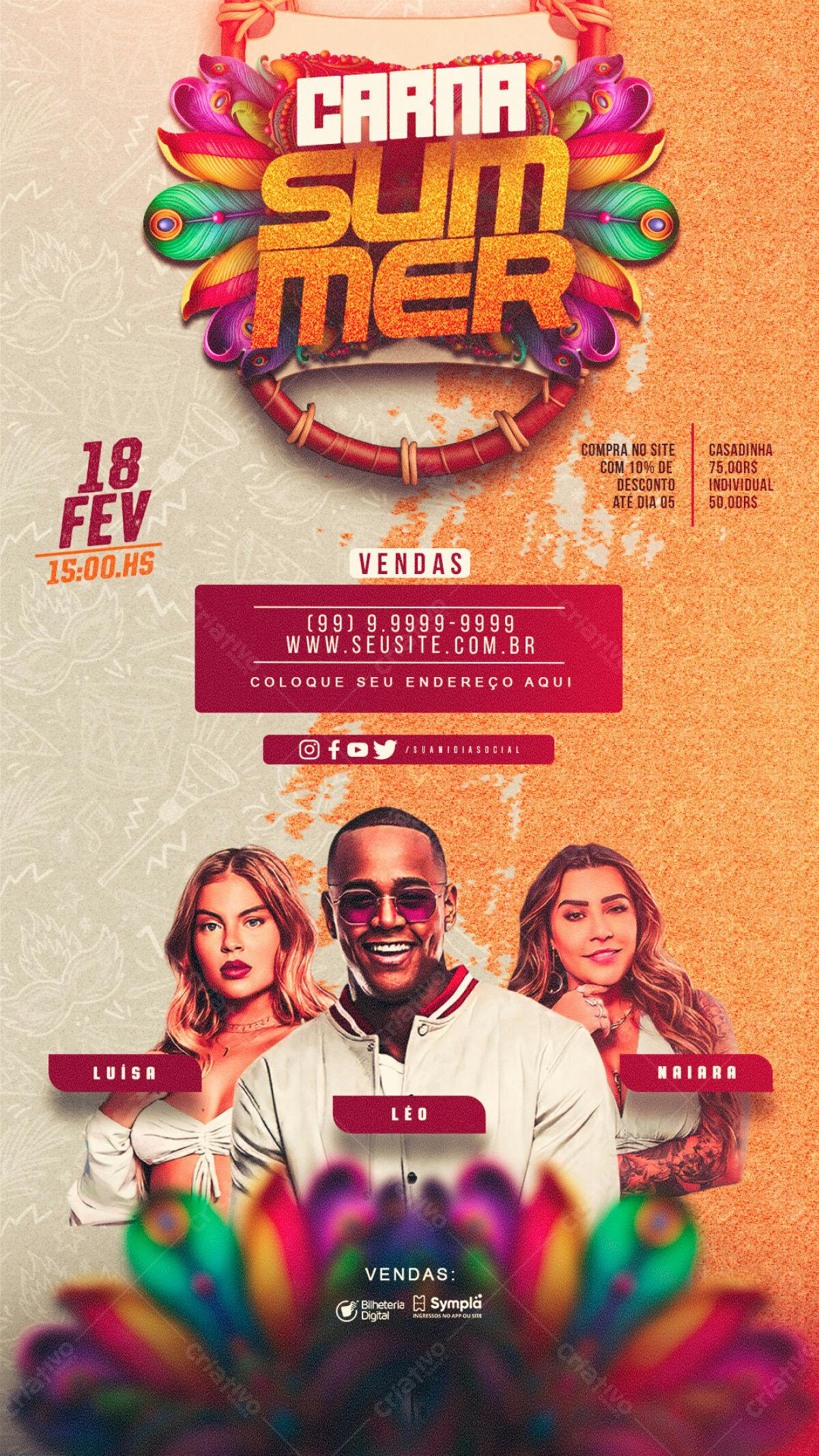 Flyer Carnaval Verão PSD Editável