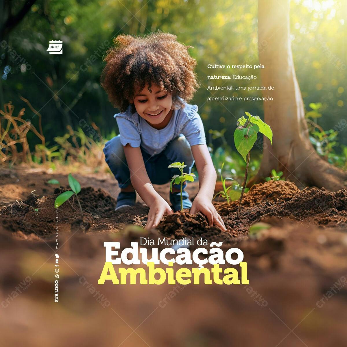 Post para Dia Mundial da Educação Ambiental PSD Editável