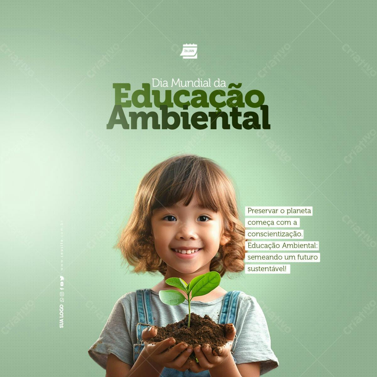Post para Dia Mundial da Educação Ambiental PSD Editável