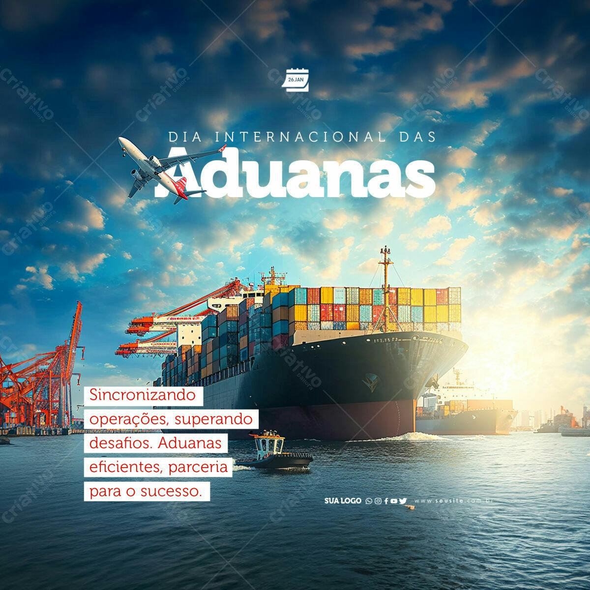 Post para Dia Internacional das Aduanas PSD Editável