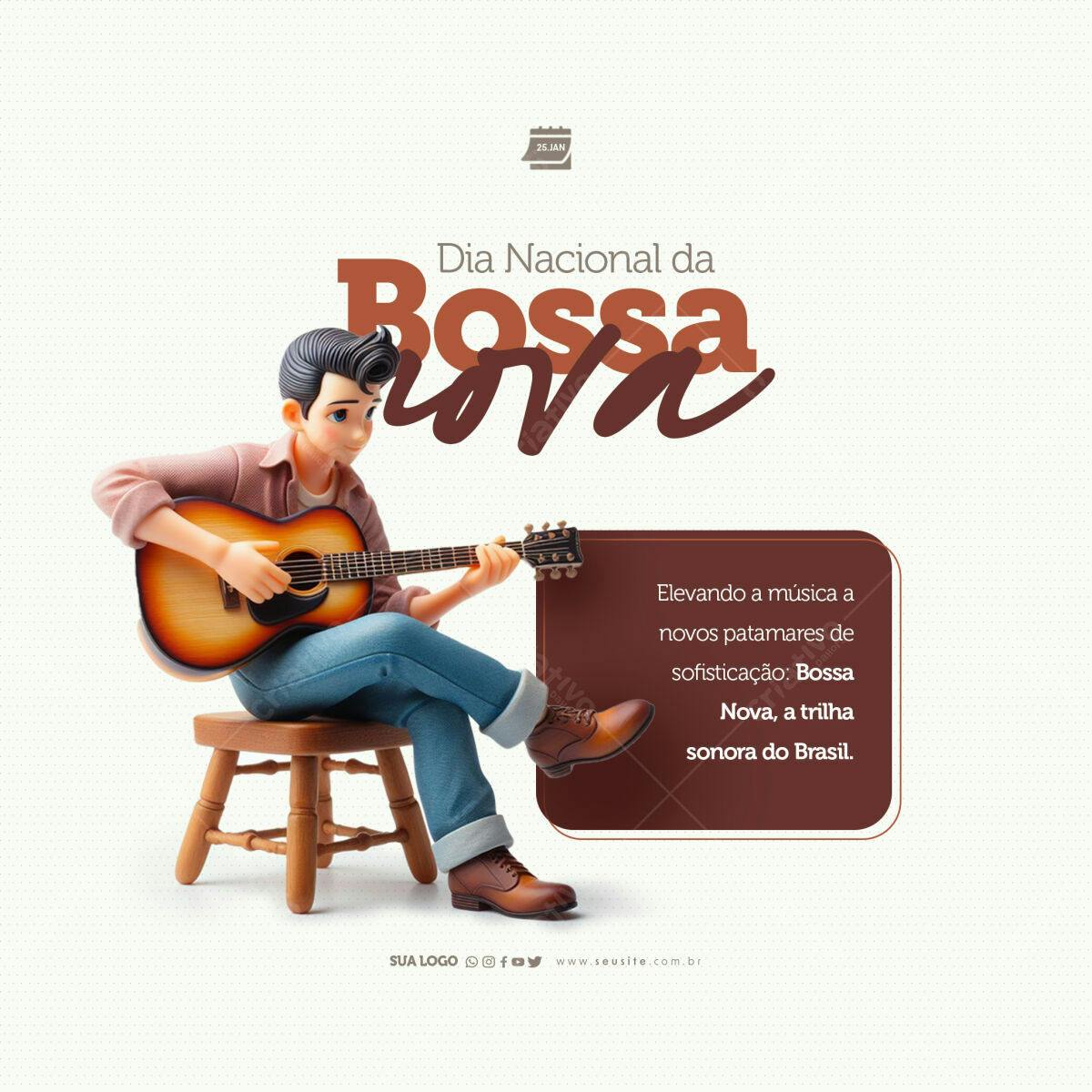 Post para Dia Nacional da Bossa Nova PSD Editável