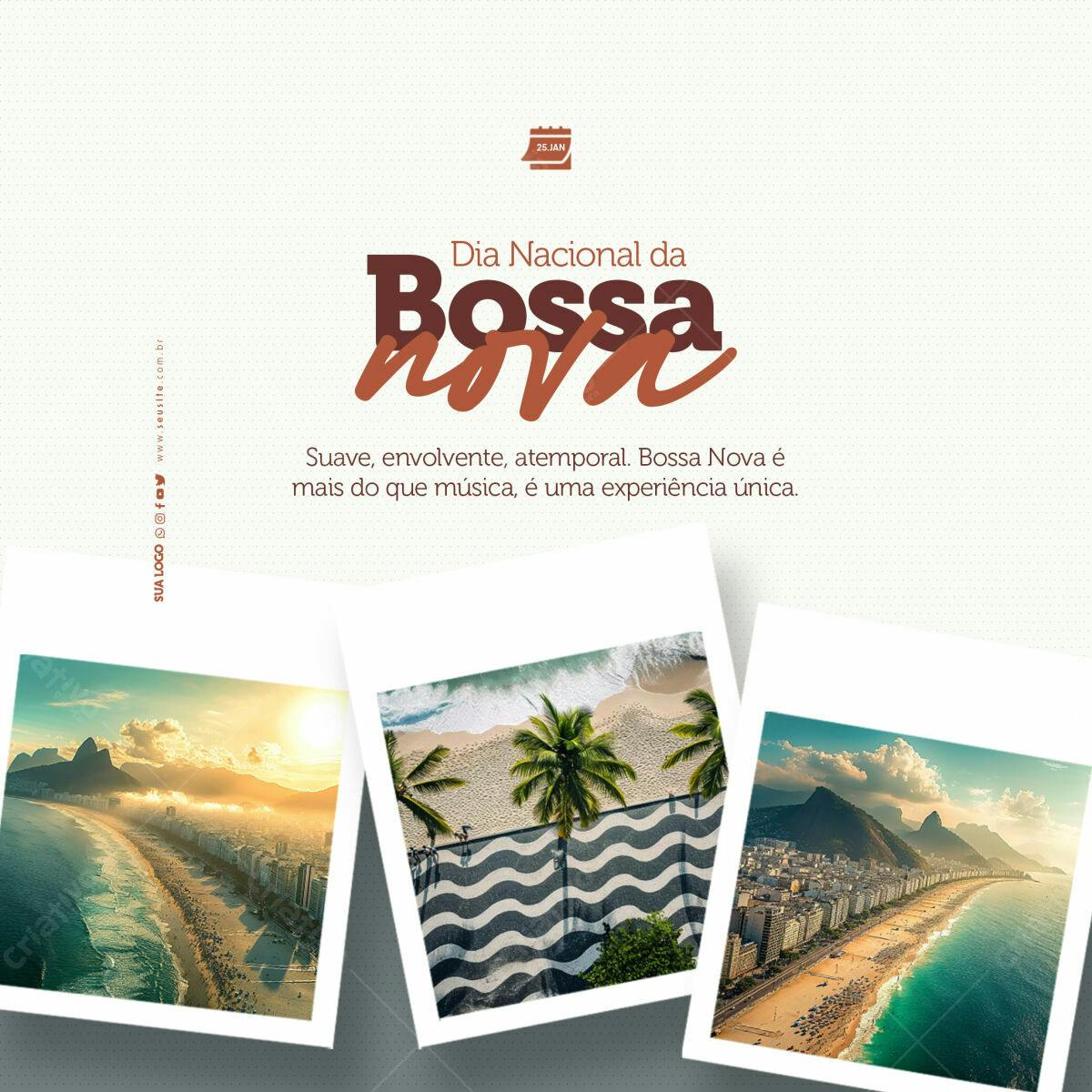Post para o Dia Nacional da Bossa Nova PSD Editável