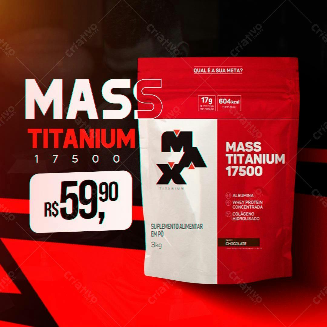 Mockup Embalagem Suplemento Mass Titanium 17500 PSD Editável