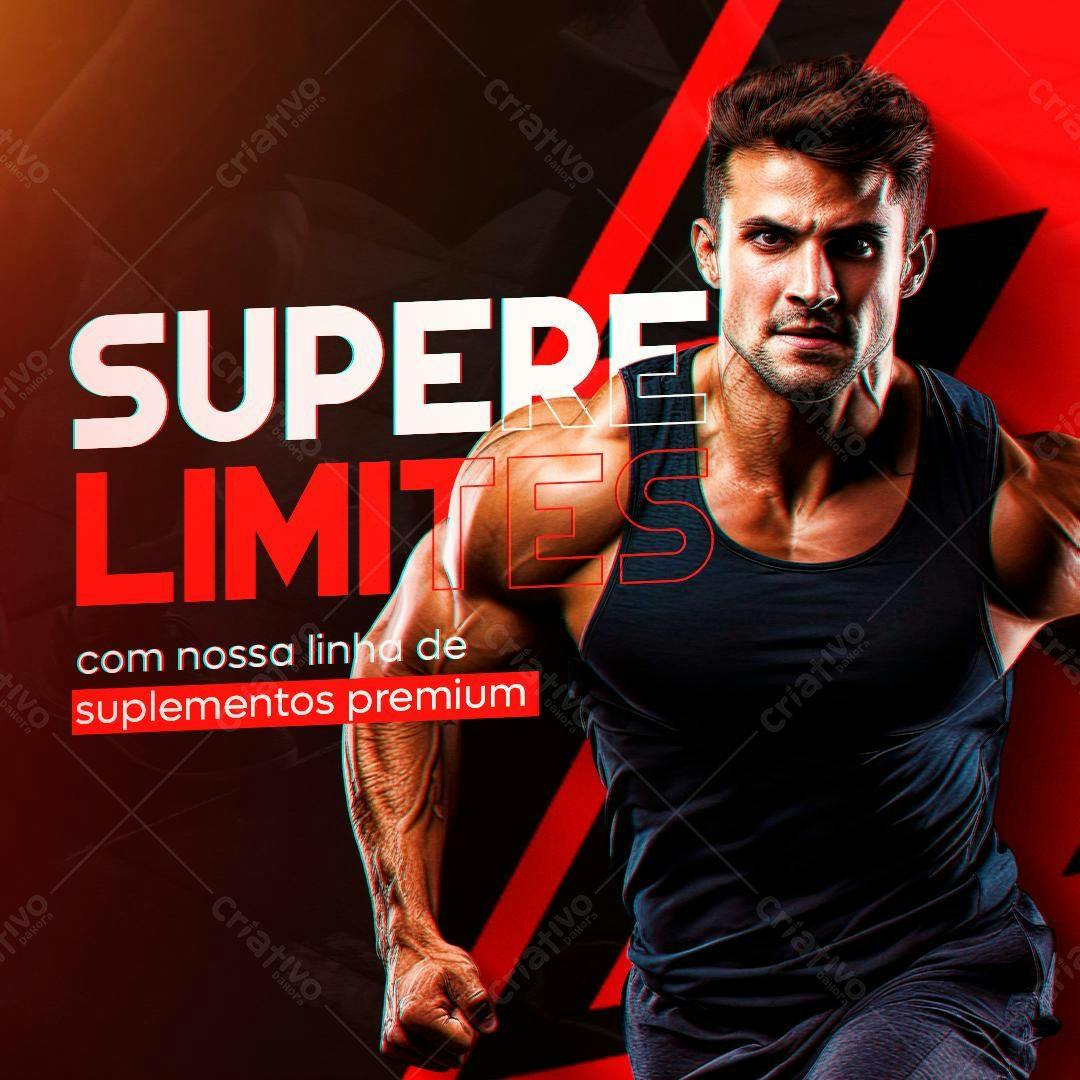 Post para Academia Suplementos Premium PSD Editável