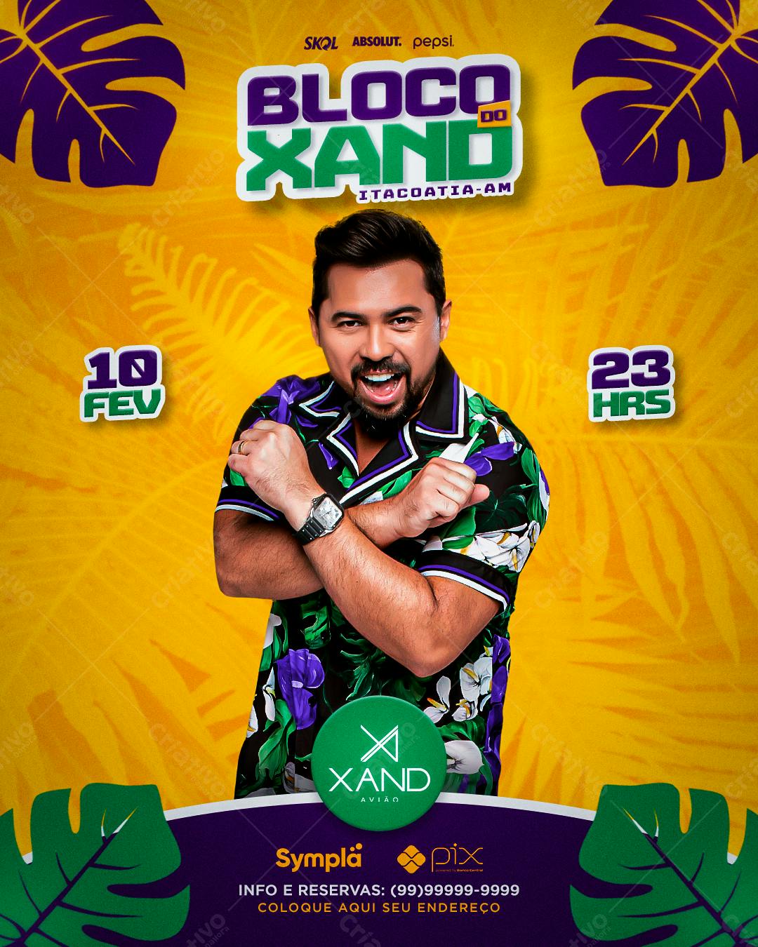 Flyer Bloco do Xand Avião PSD Editável