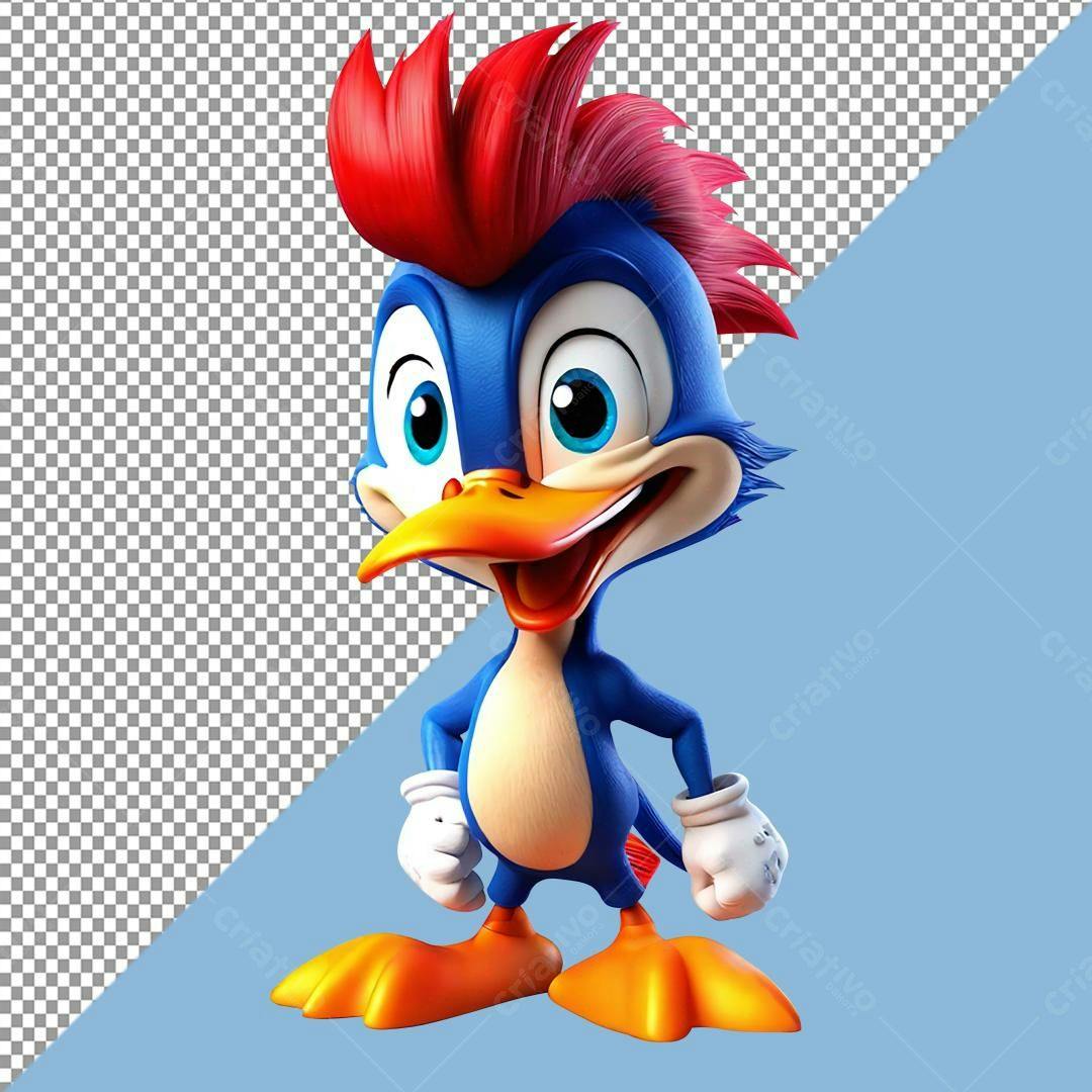 Mascote Pássaro Azul PNG com fundo transparente