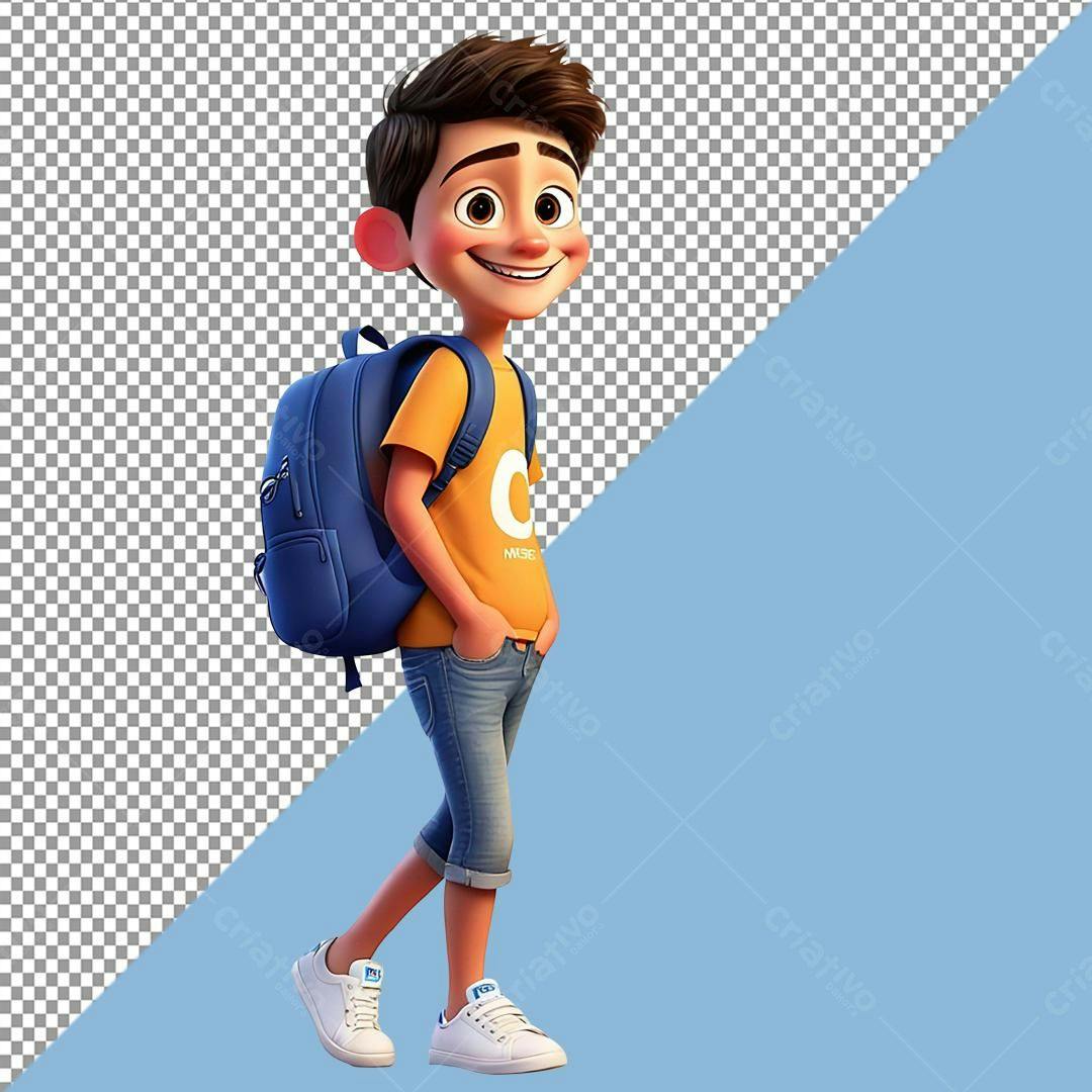 Ilustração Menino estudante PNG com fundo transparente