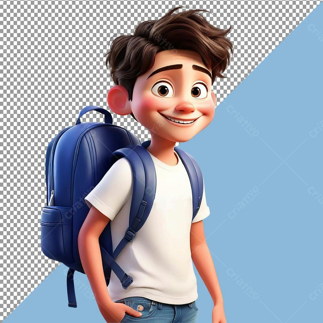Icone Menino com Mochila PNG com fundo transparente