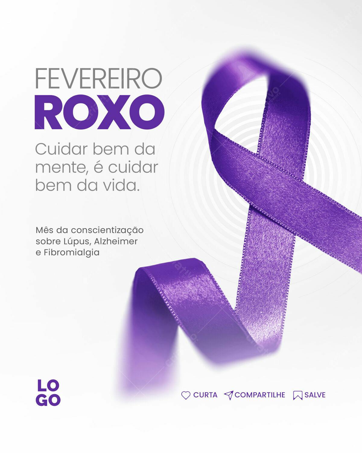 Post para Fevereiro Roxo PSD Editável