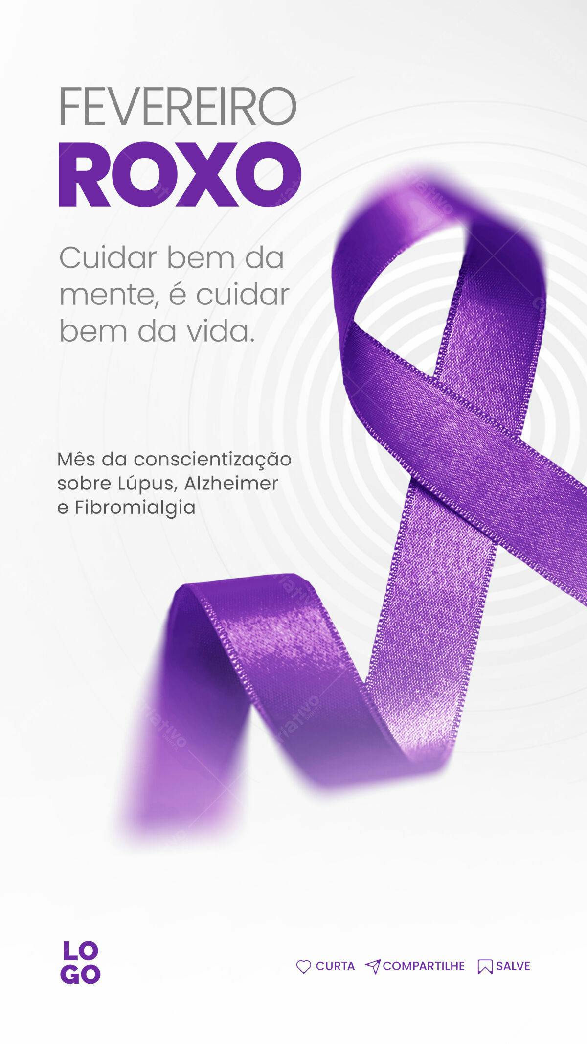 Flyer Fevereiro Roxo PSD Editável