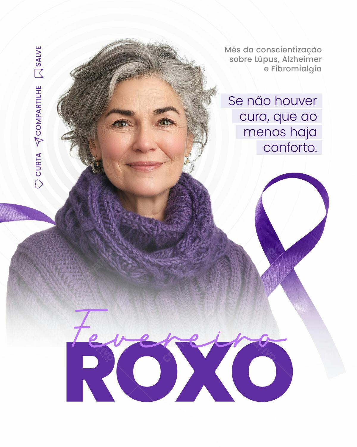 Post para Fevereiro Roxo PSD Editável