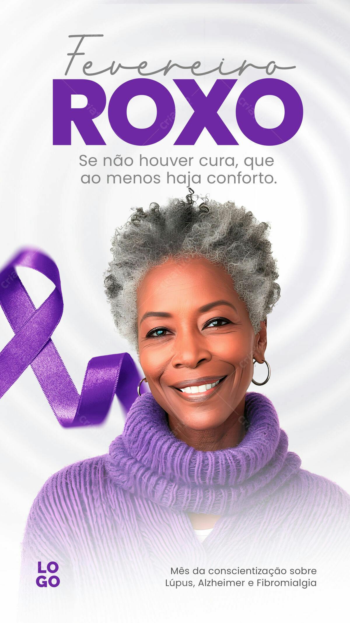 Flyer Fevereiro Roxo PSD Editável