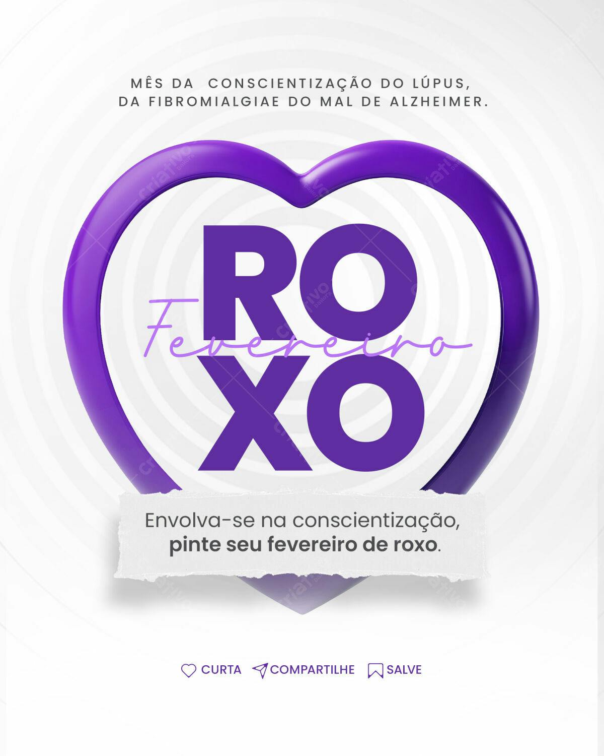Flyer Fevereiro Roxo PSD Editável