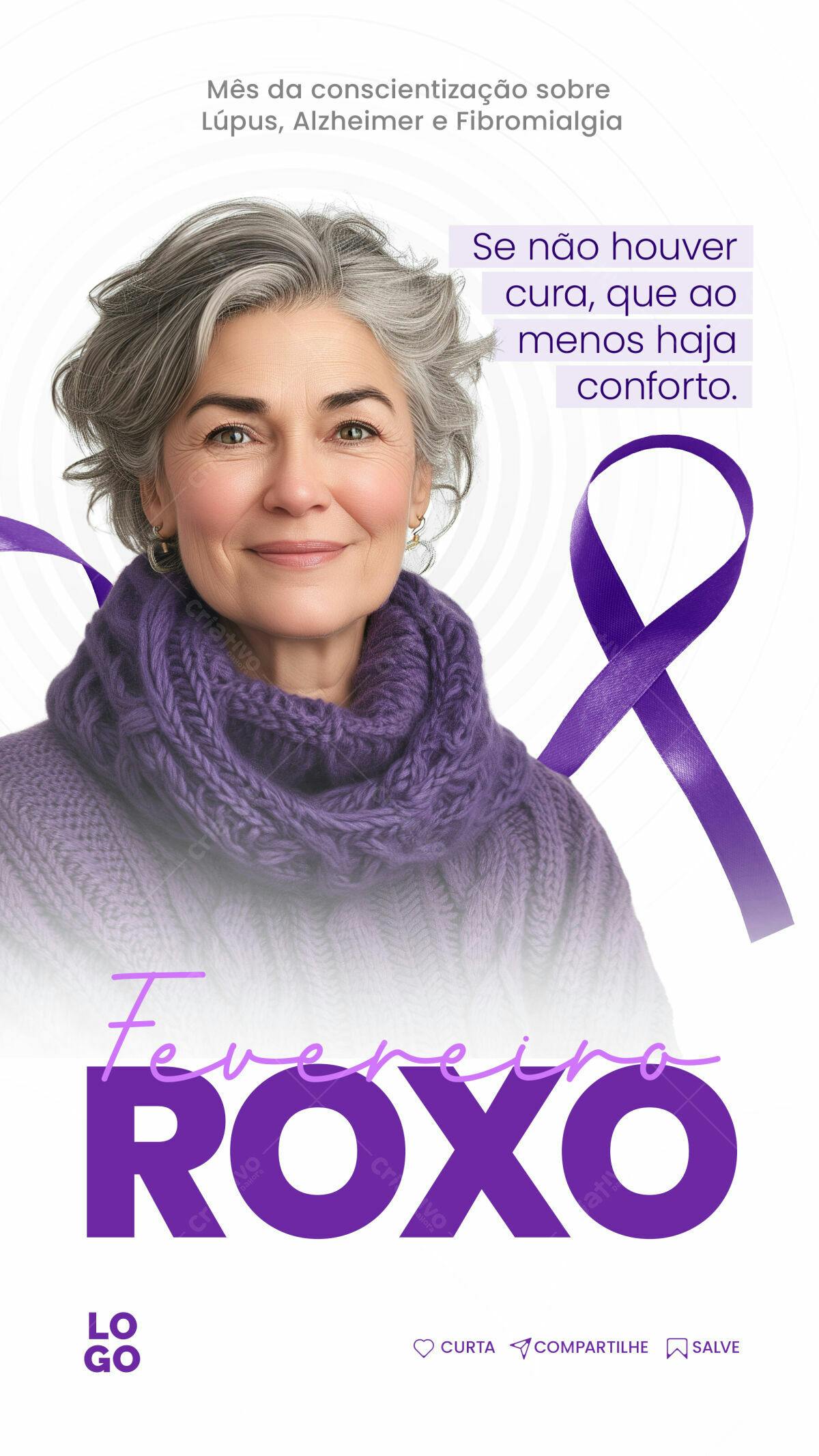 Cartaz Fevereiro Roxo PSD Editável