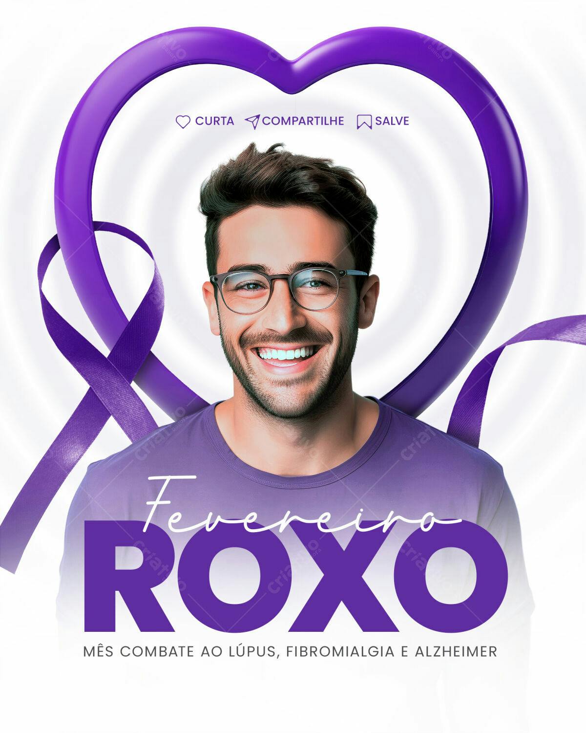 Flyer Fevereiro Roxo PSD Editável
