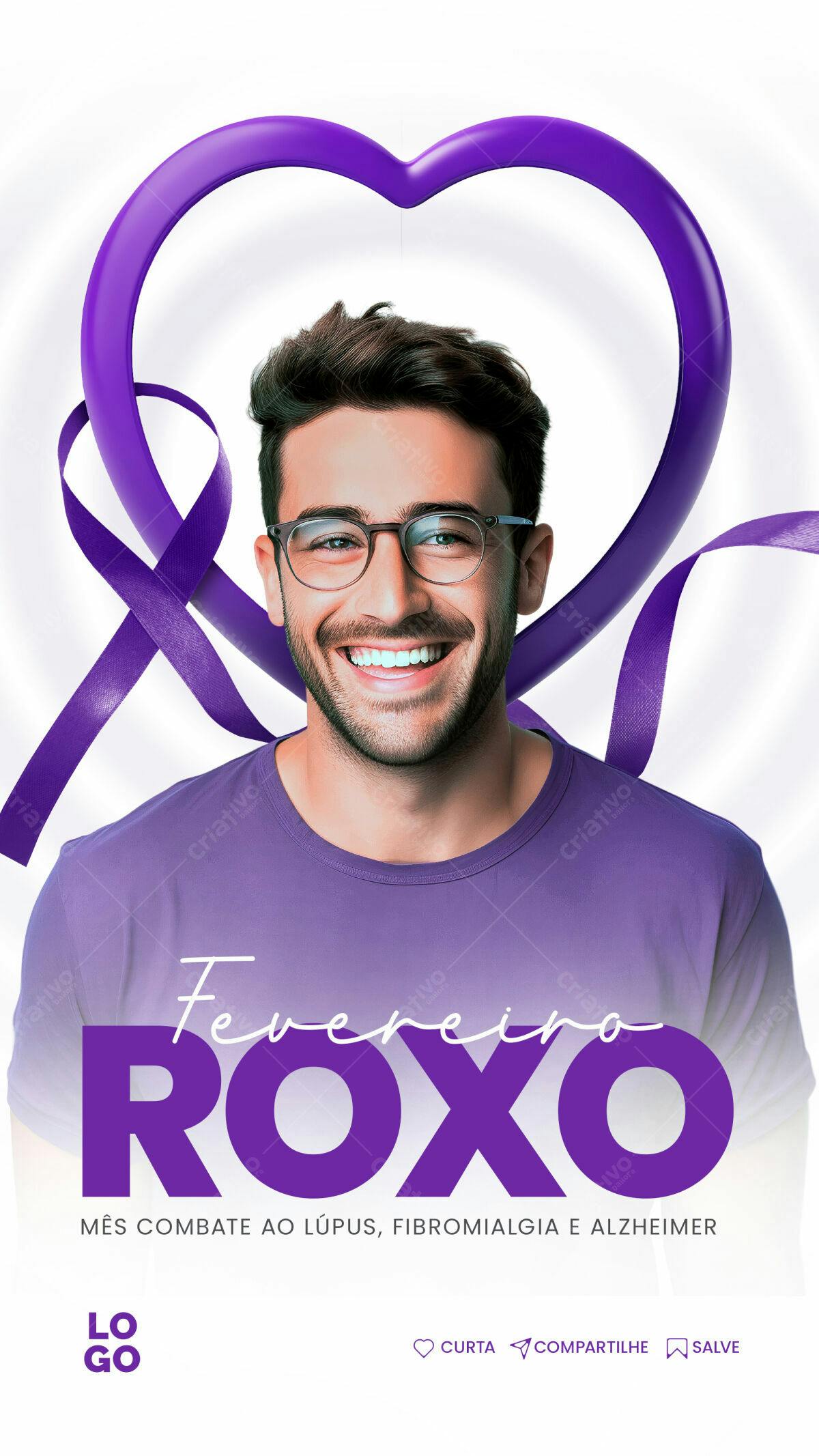 Flyer Fevereiro Roxo PSD Editável