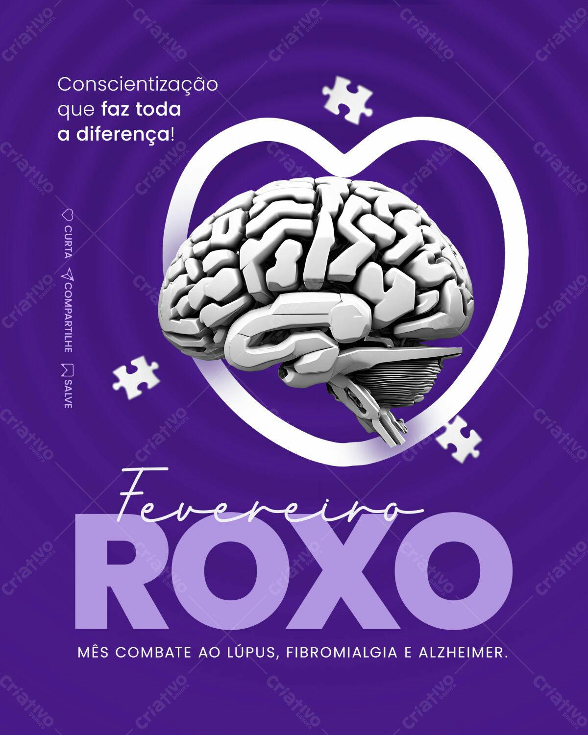 Flyer Fevereiro Roxo PSD Editável