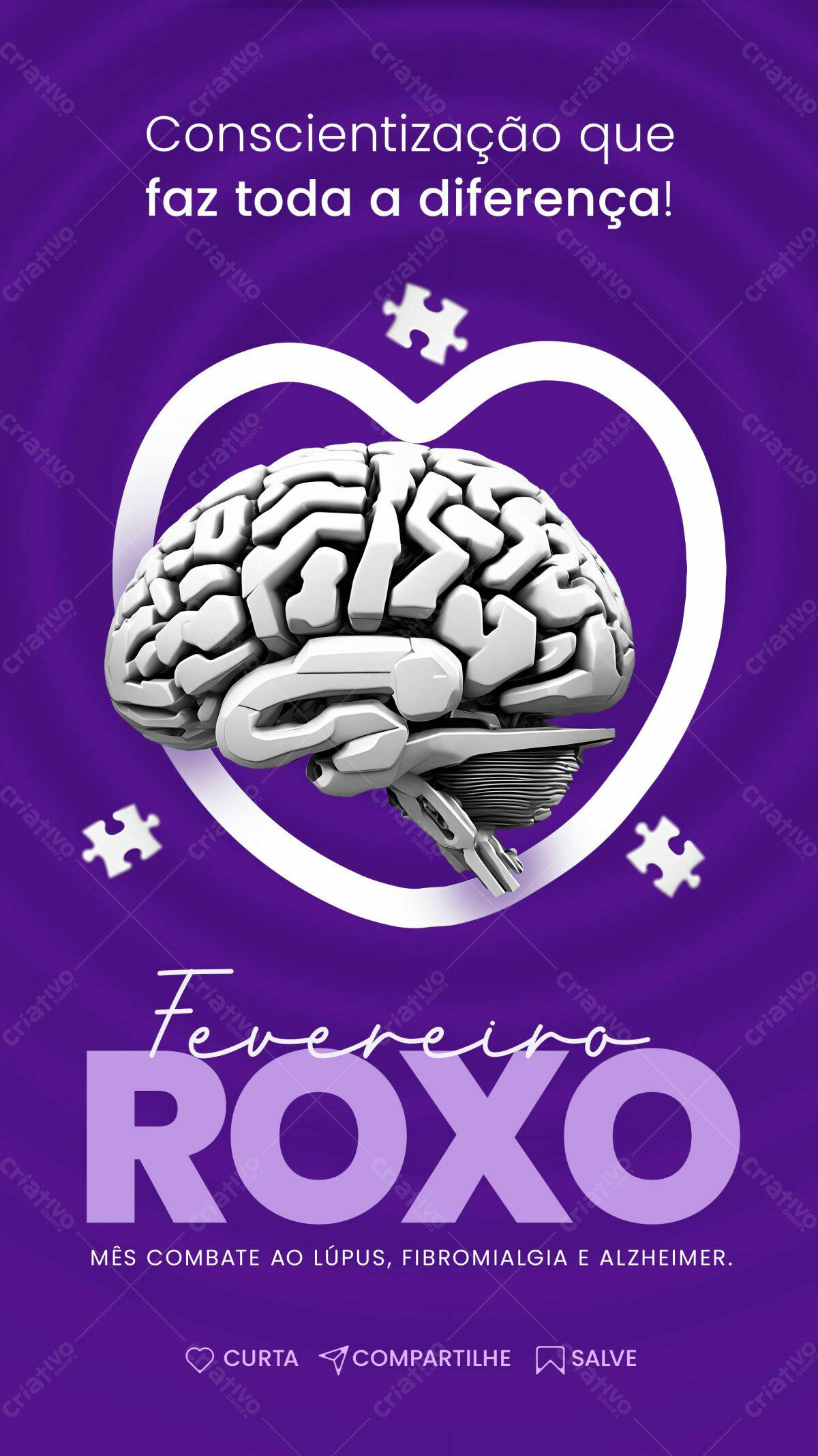 Flyer Fevereiro Roxo PSD Editável