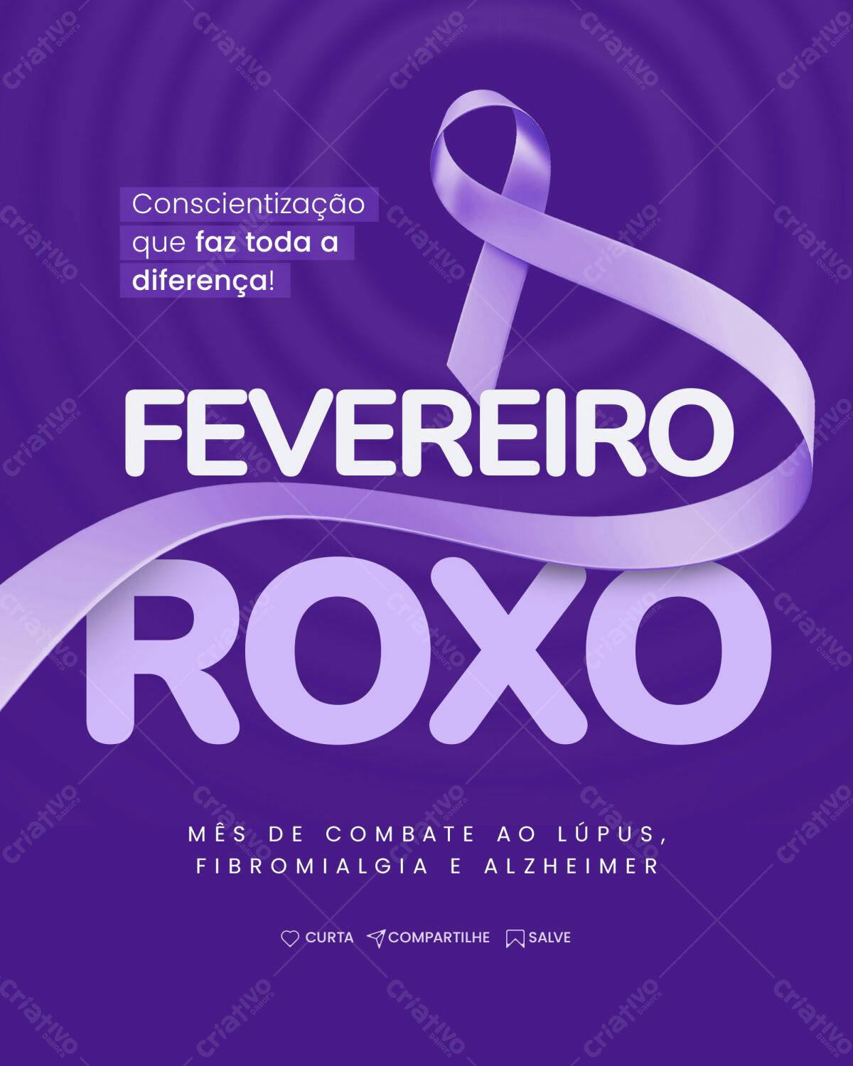 Flyer Fevereiro Roxo PSD Editável