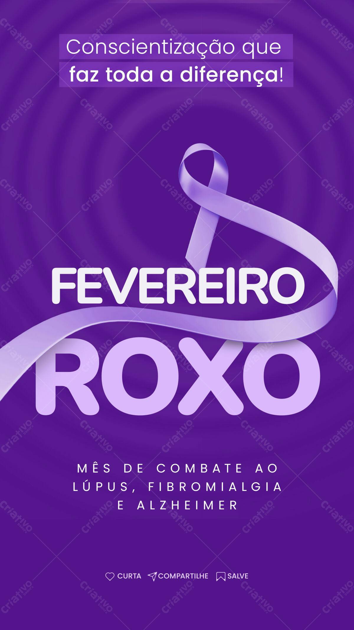 Flyer Fevereiro Roxo PSD Editável
