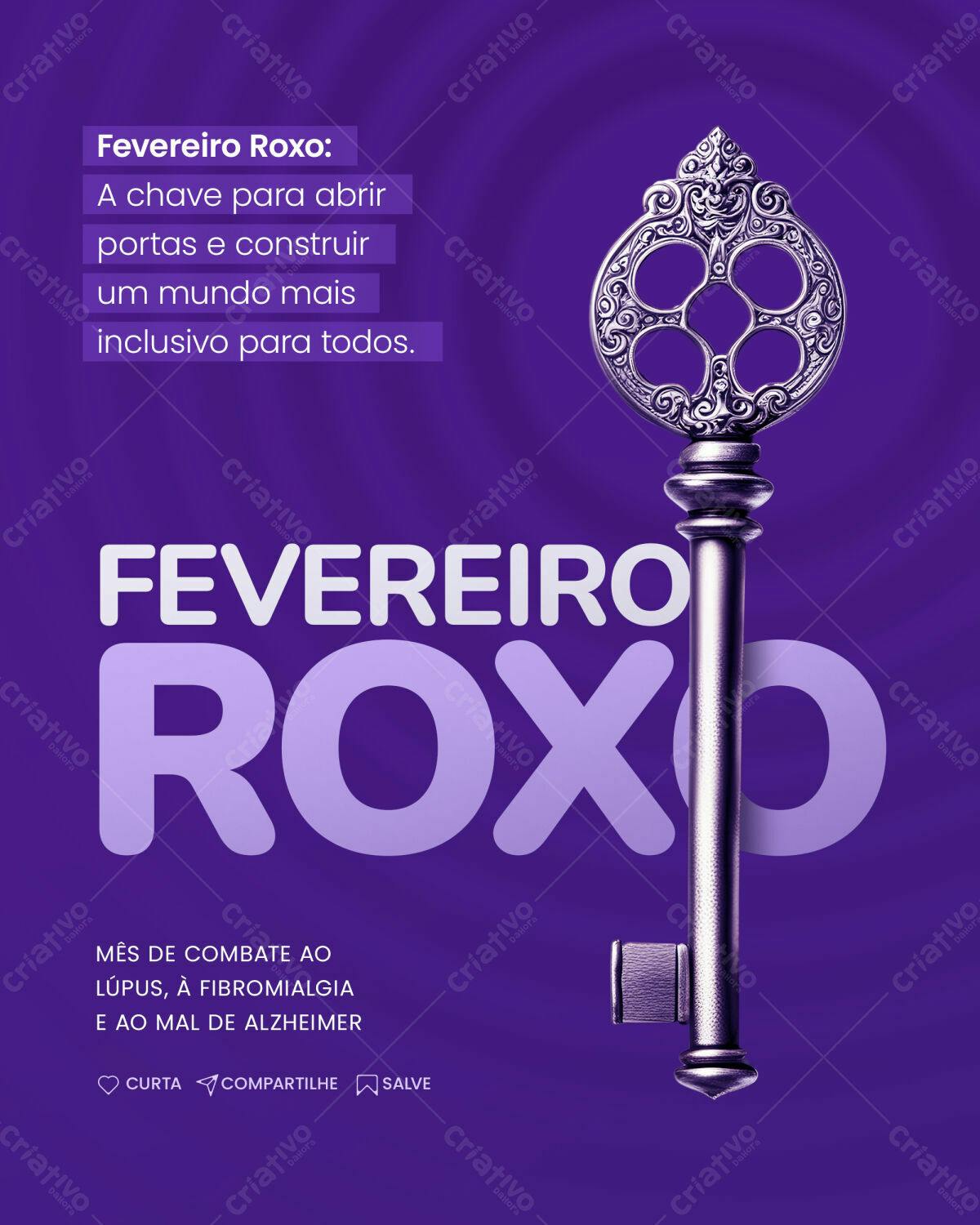 Post para Fevereiro Roxo PSD Editável