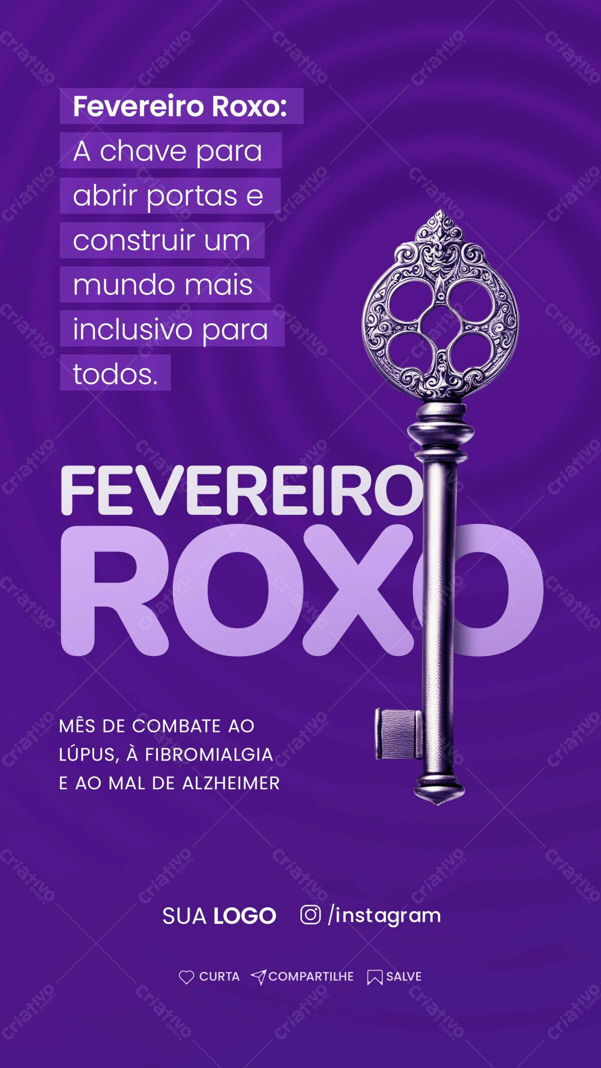 Flyer Fevereiro Roxo PSD Editável