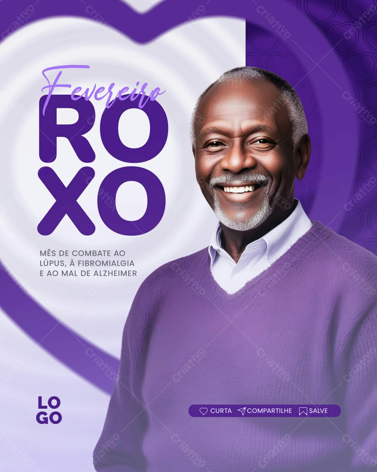 Flyer Fevereiro Roxo PSD Editável