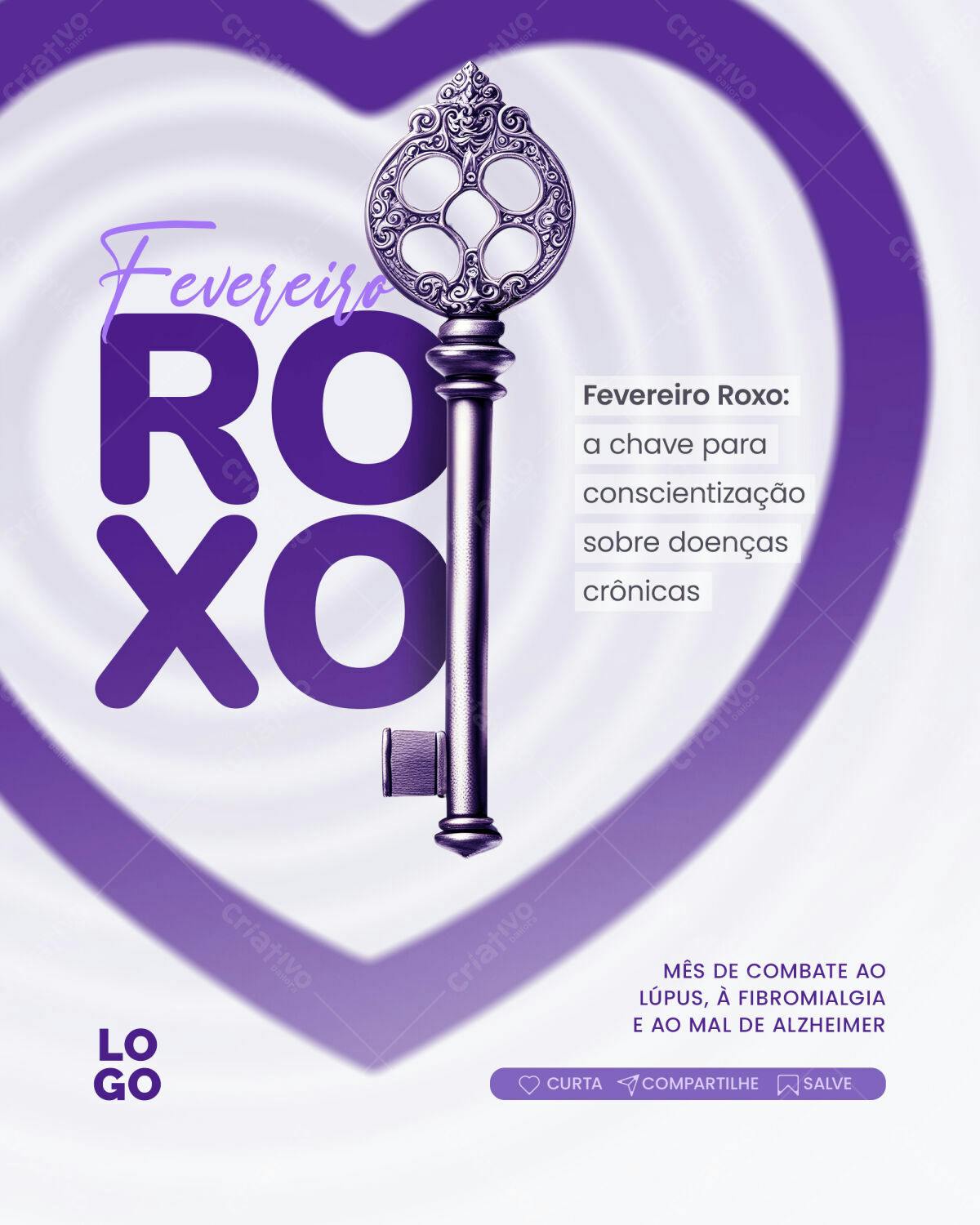 Post para Fevereiro Roxo PSD Editável