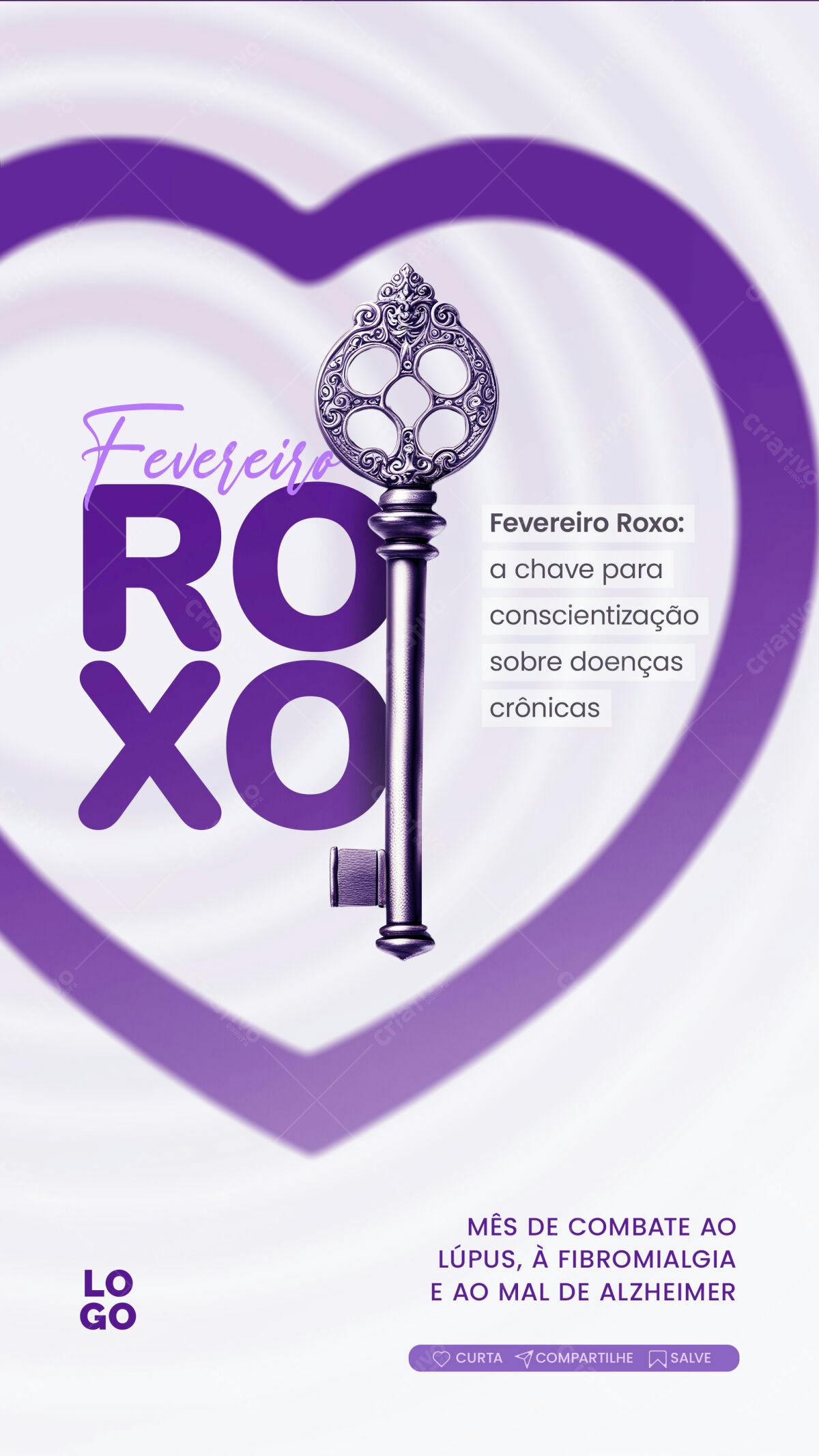 Flyer Fevereiro Roxo PSD Editável