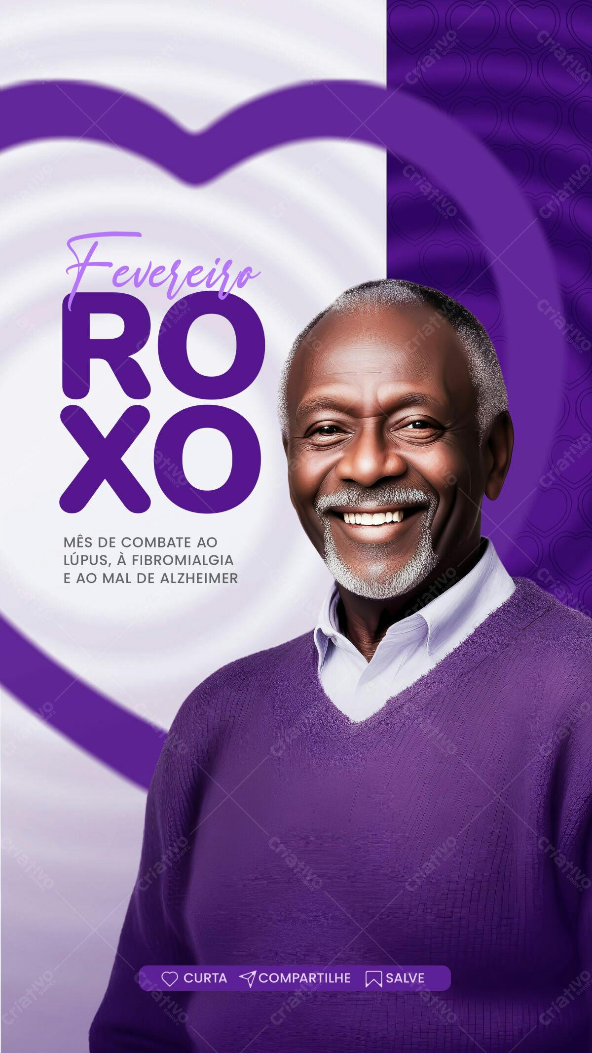 Flyer Fevereiro Roxo PSD Editável