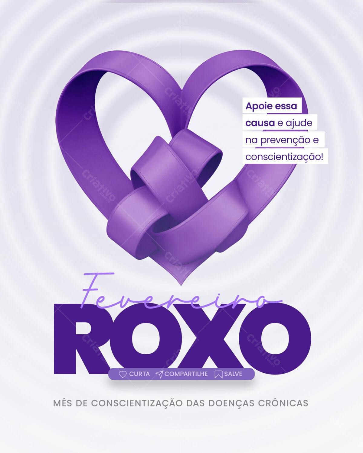 Post para Fevereiro Roxo PSD Editável