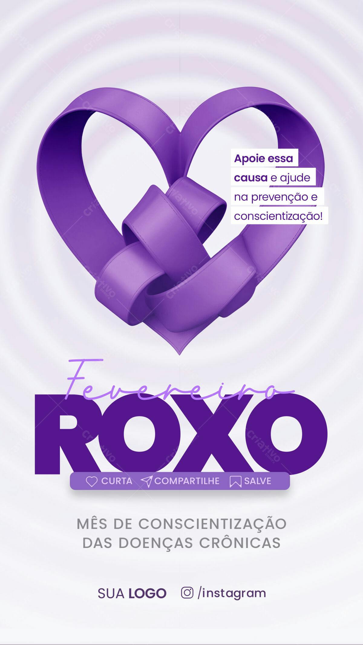 Flyer Fevereiro Roxo PSD Editável