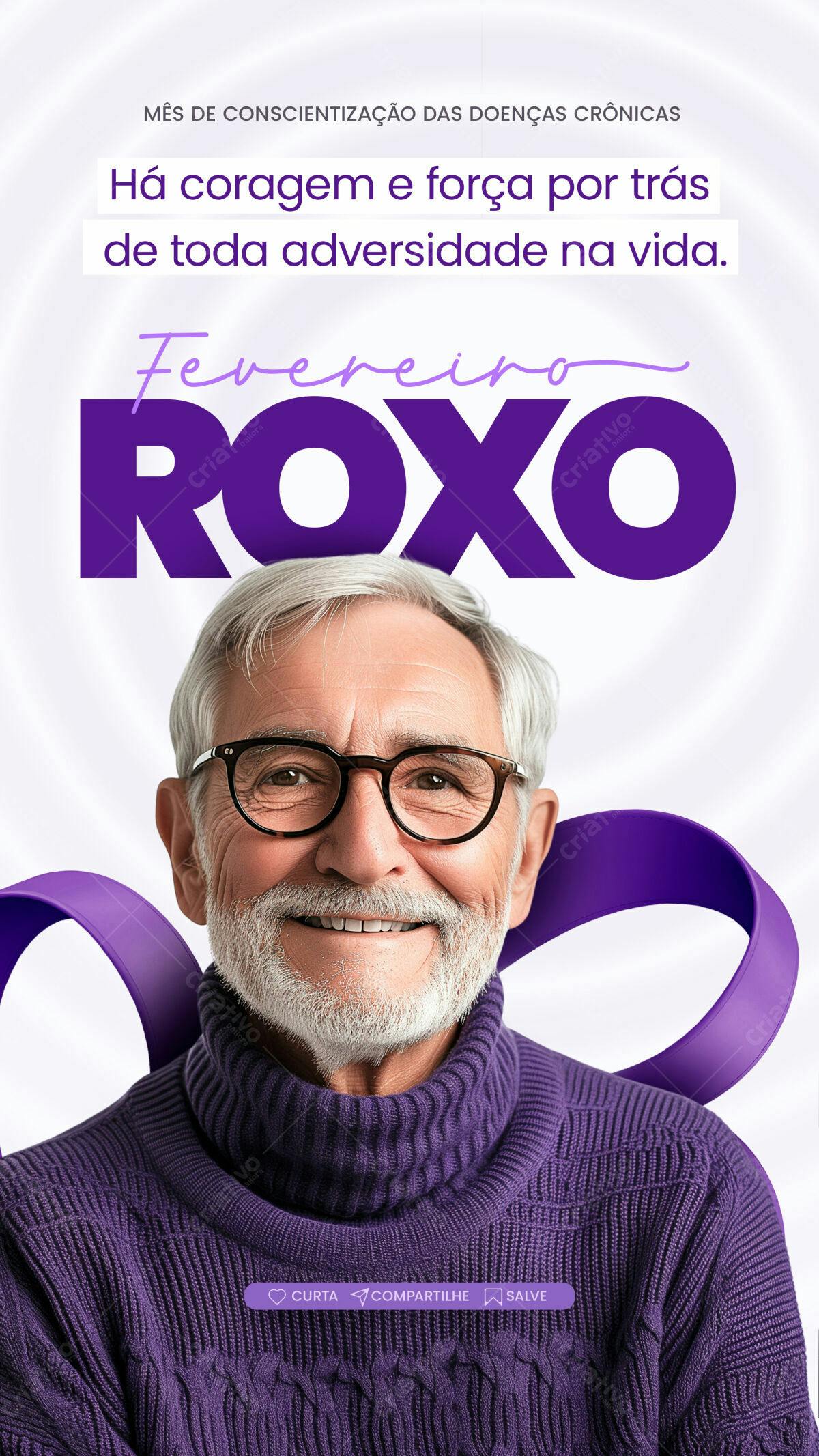 Post para Fevereiro Roxo PSD Editável