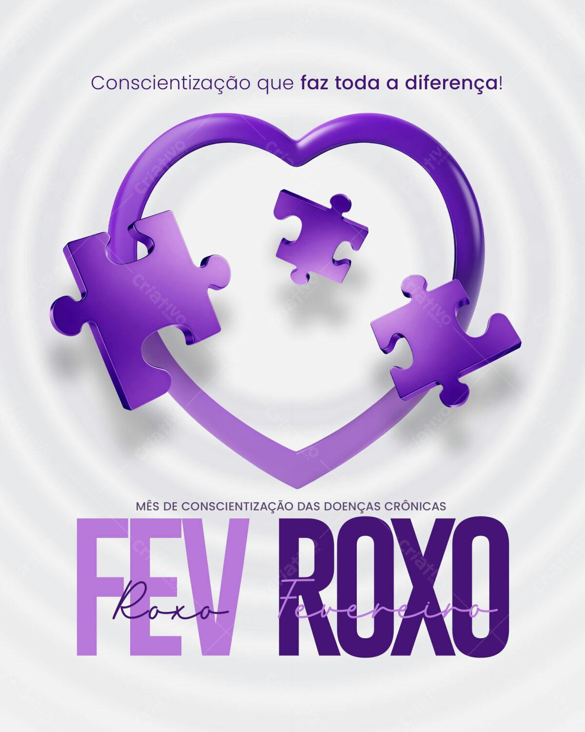 Flyer Fevereiro Roxo PSD Editável