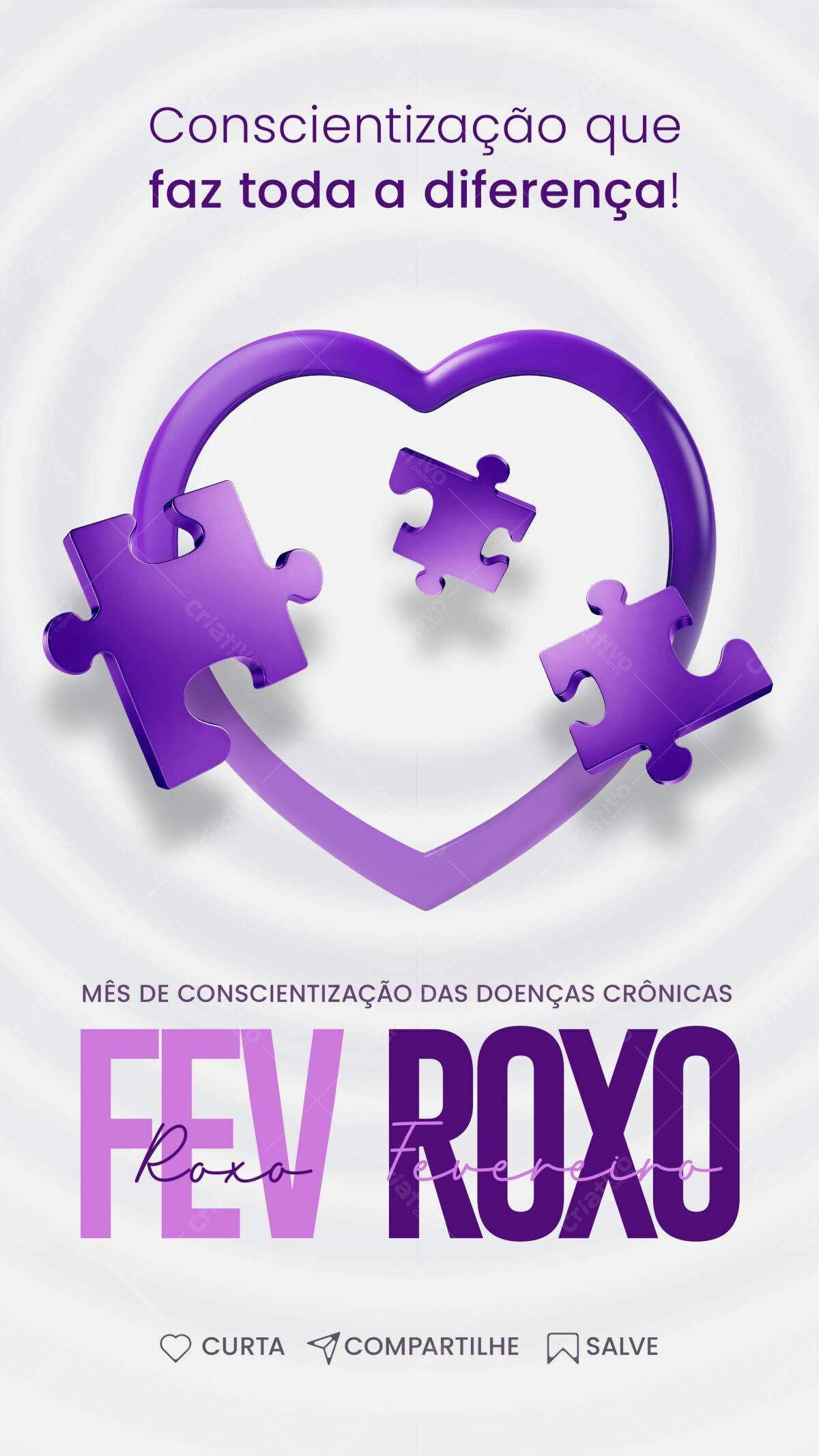 Flyer Fevereiro Roxo PSD Editável